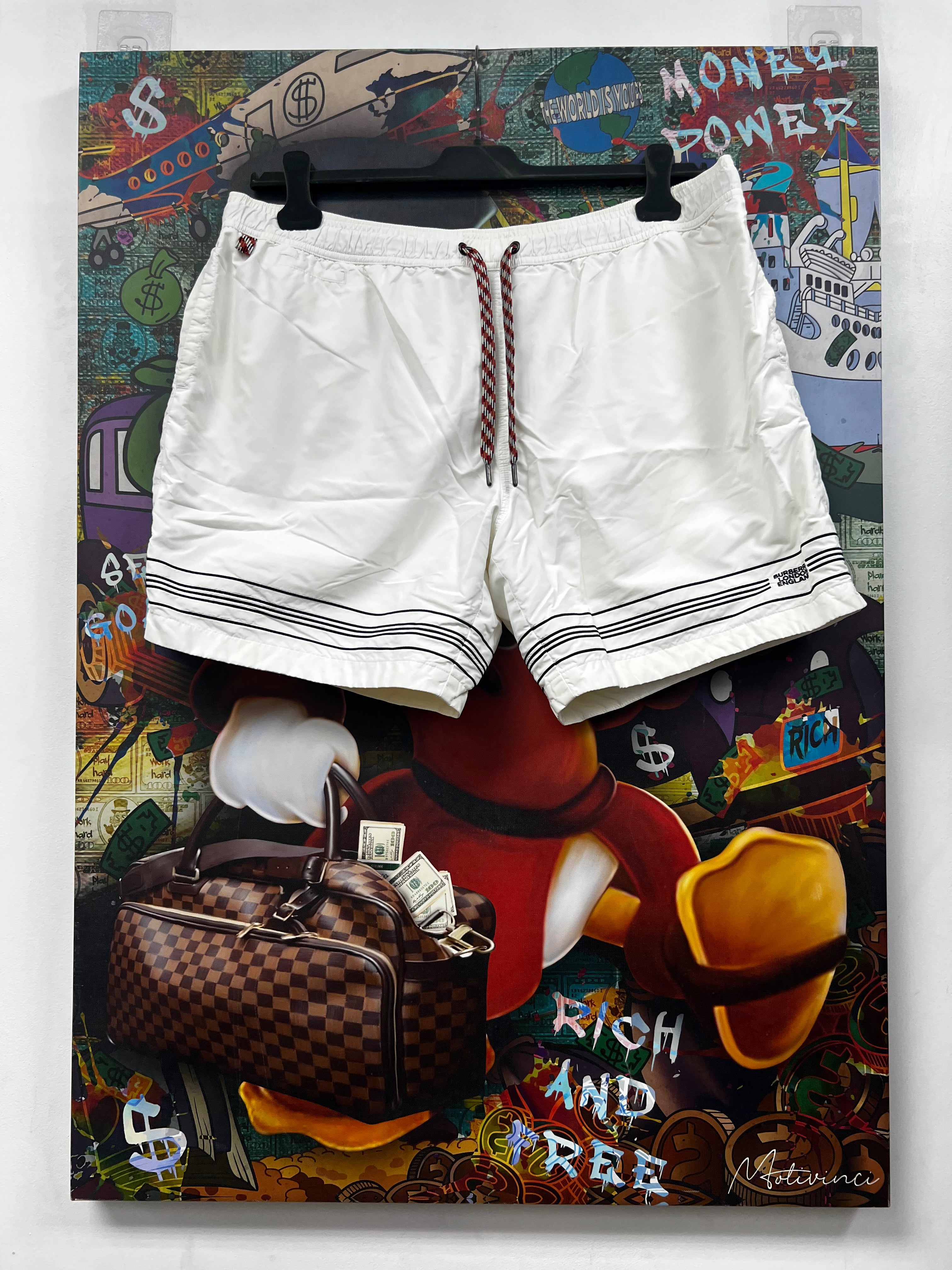 Burberry White Logo Swim Trunks