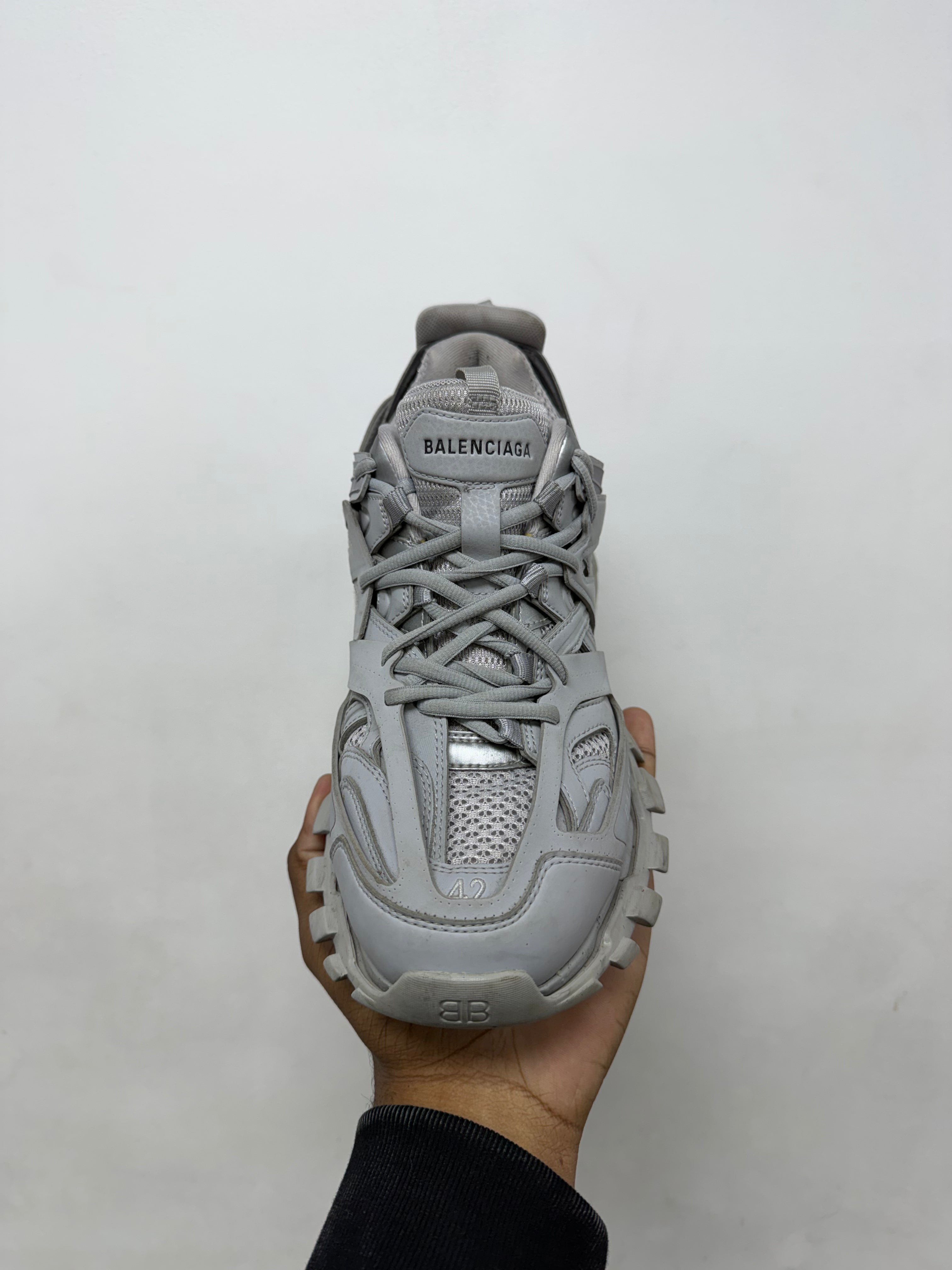 Balenciaga Grey Speckle Track Sneakers