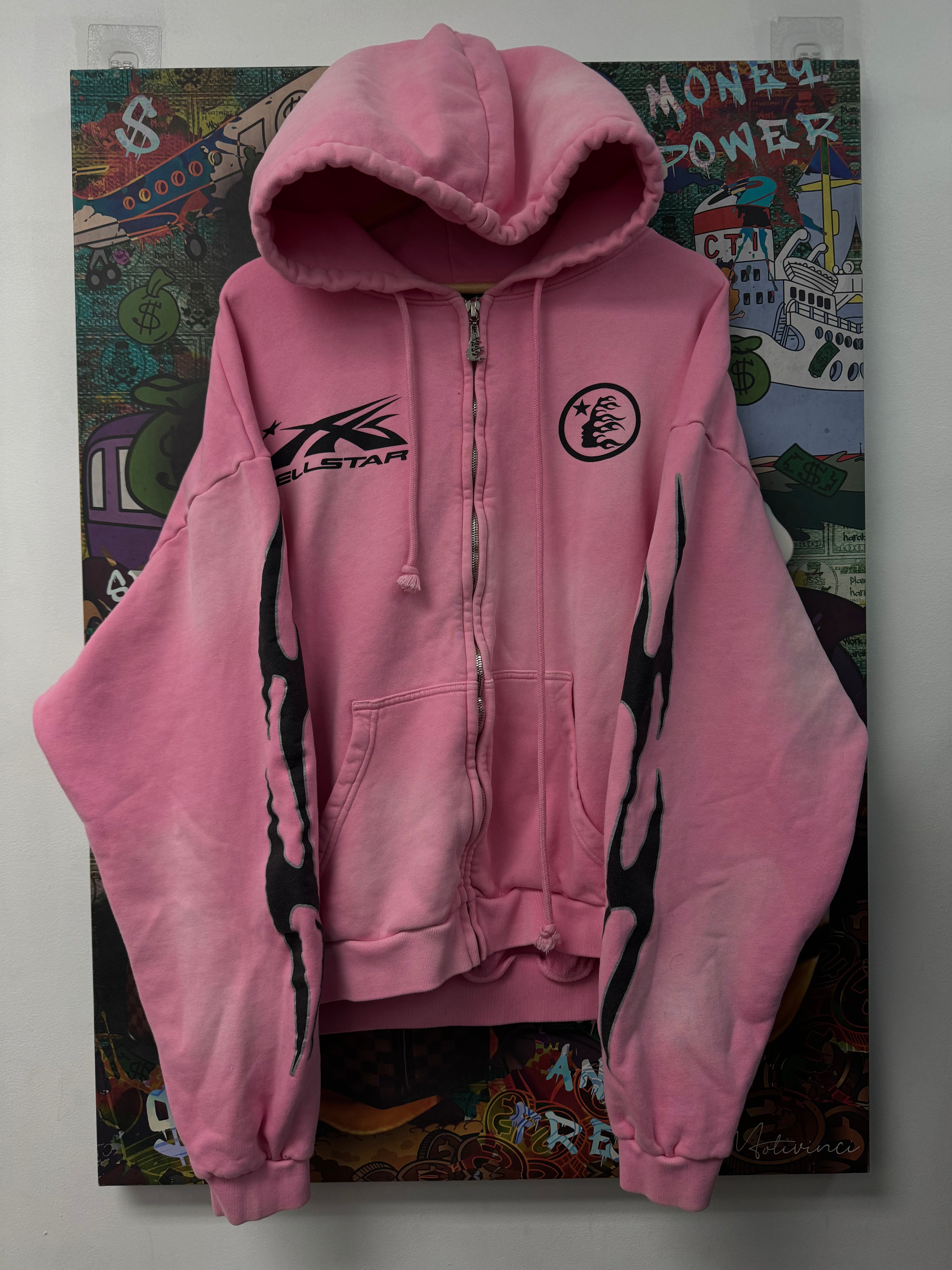 Hellstar Pink Flames Zip Up Hoodie