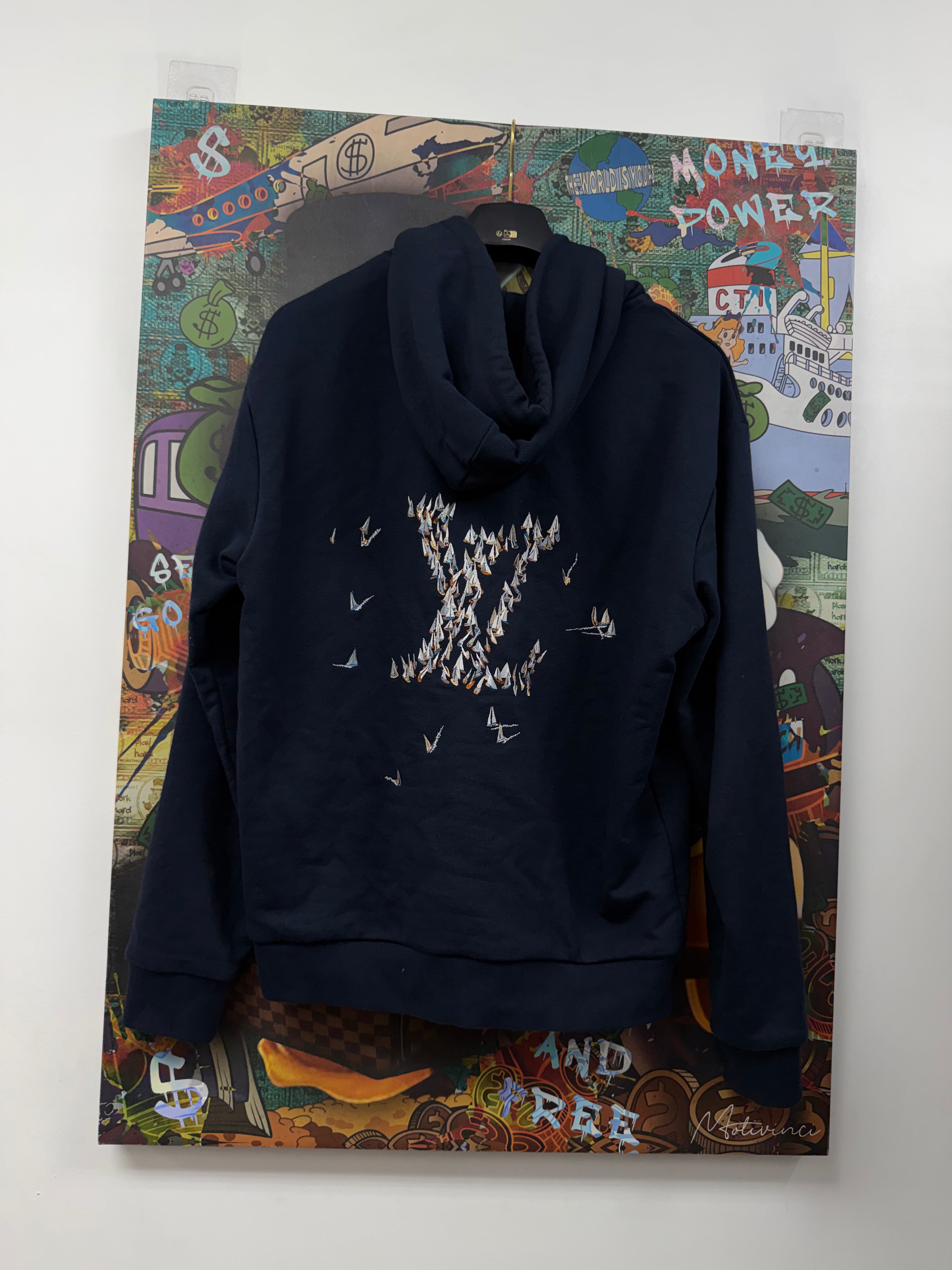 Louis Vuitton Navy Embroidered Signature Hoodie