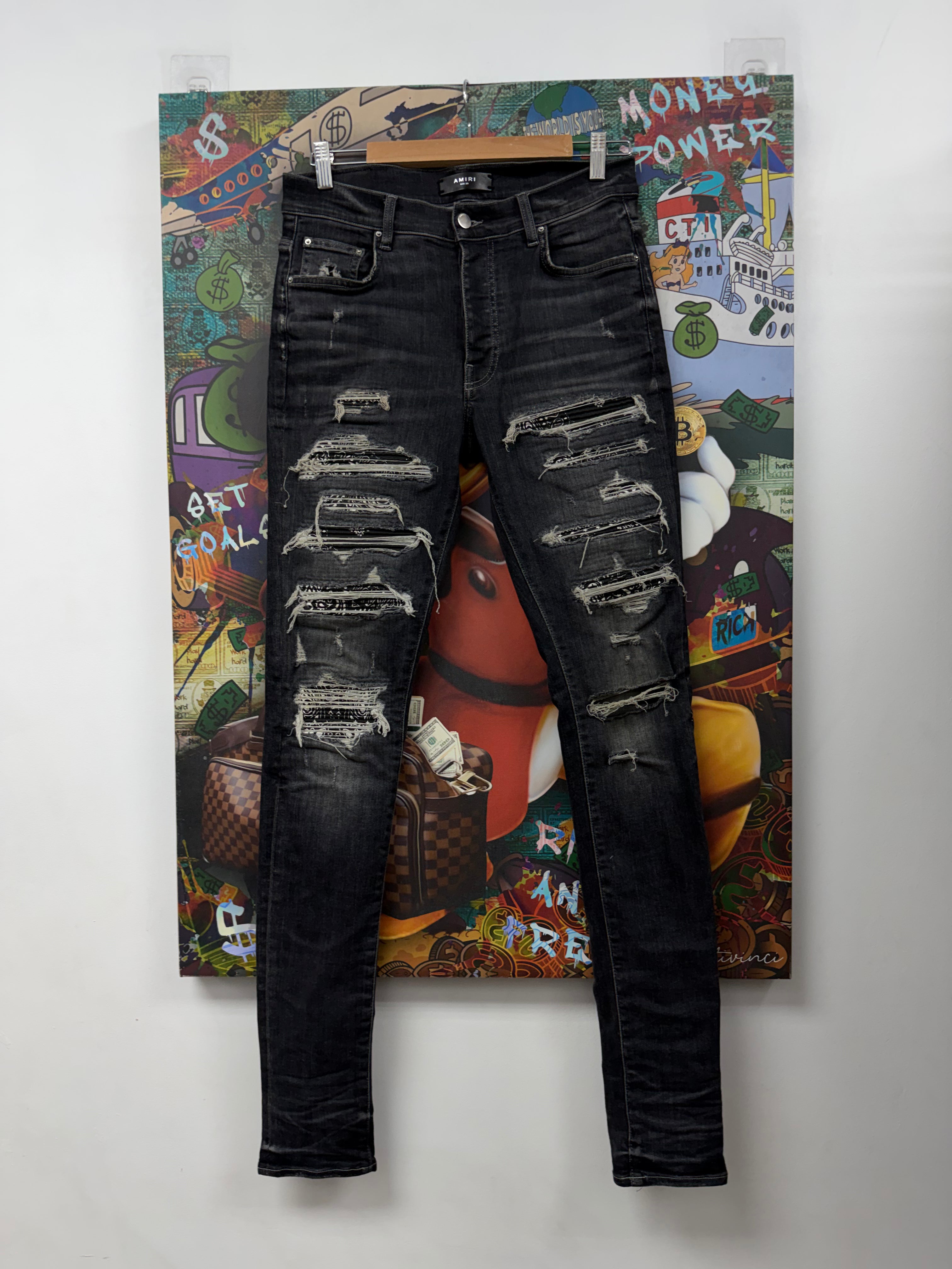Amiri Grey Bandana Thrasher Patch Jeans