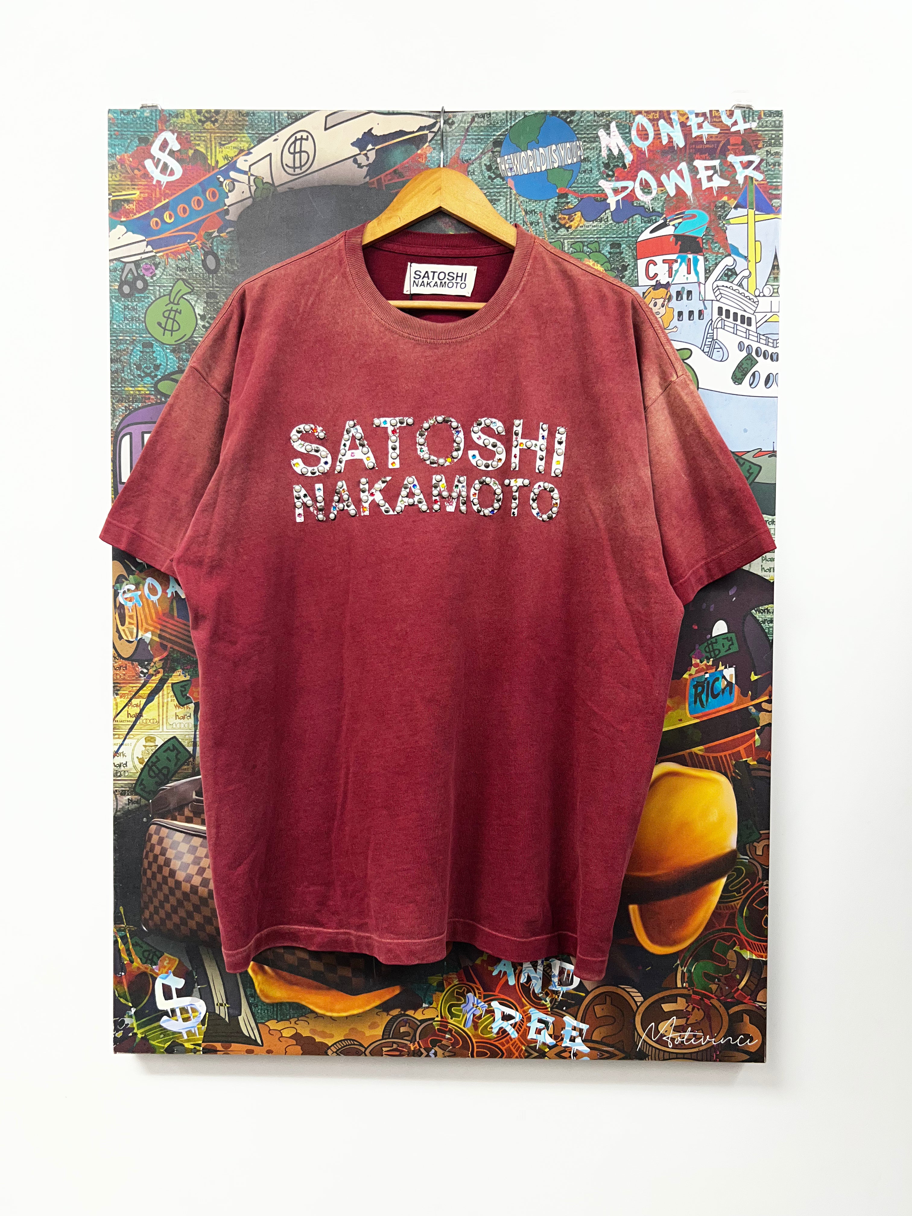 Satoshi Nakamoto Red Studded Logo Tee