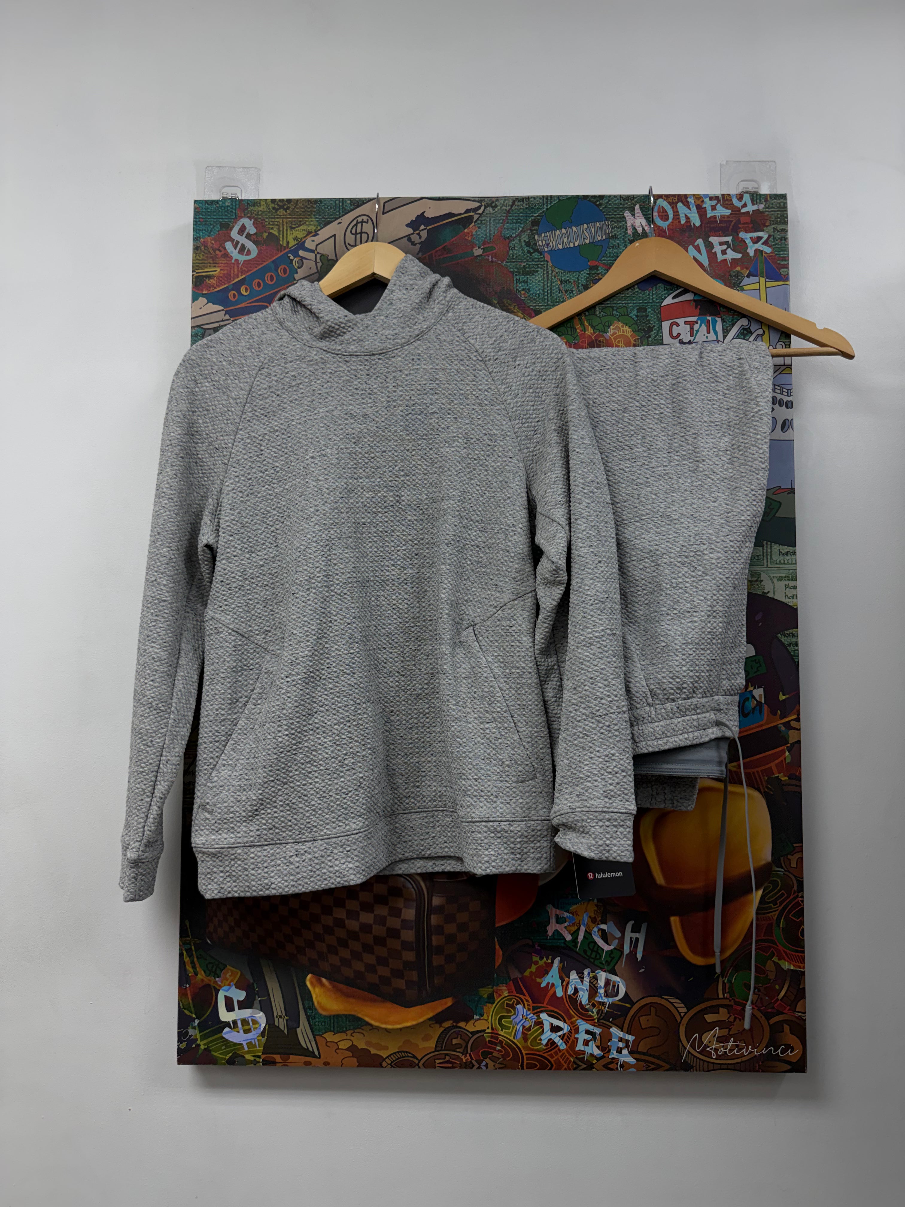 Lululemon Light Grey Textured Double Knit Sweatsuit