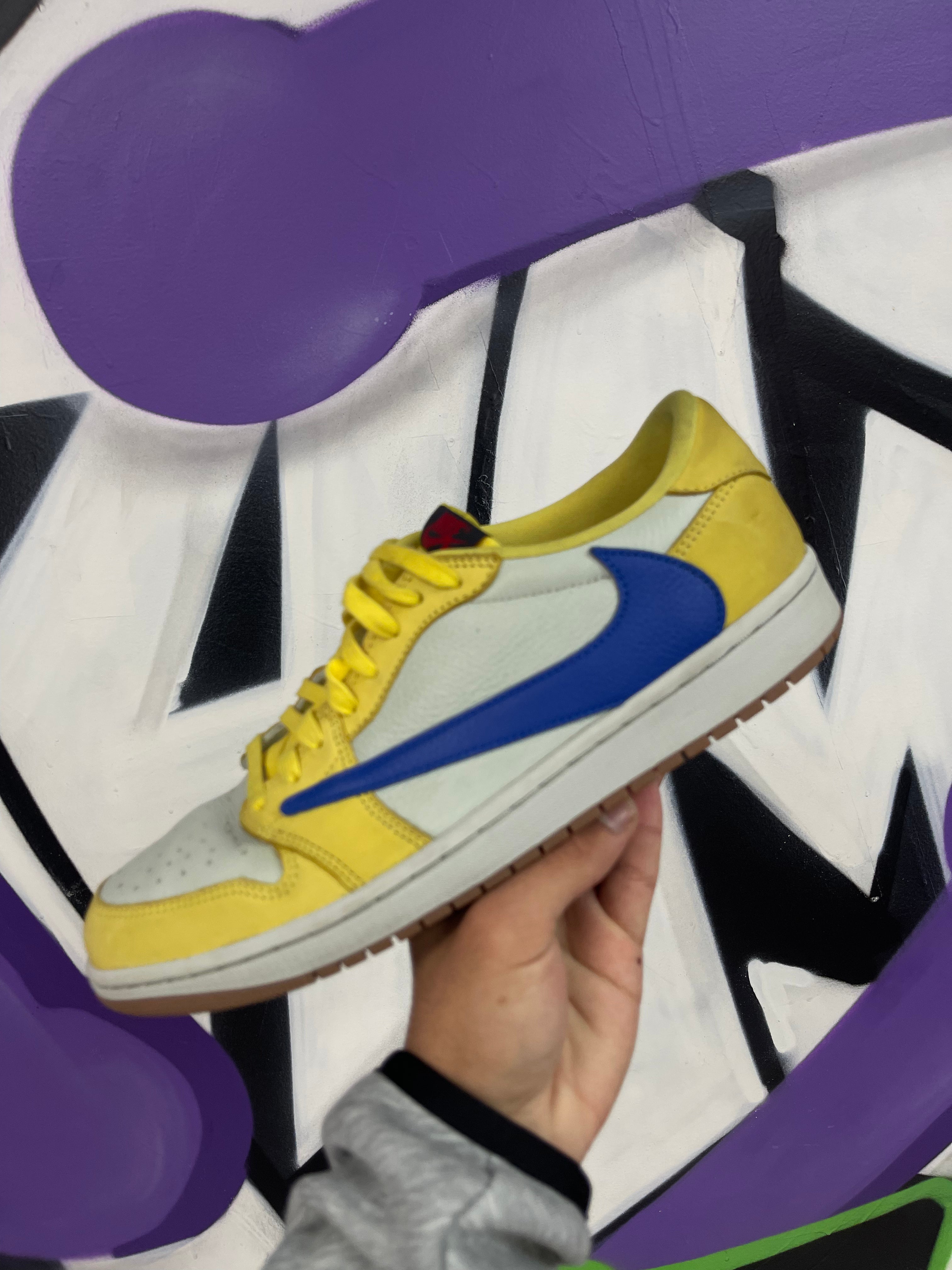 Jordan 1 Low Travis Scott Canary Sneakers