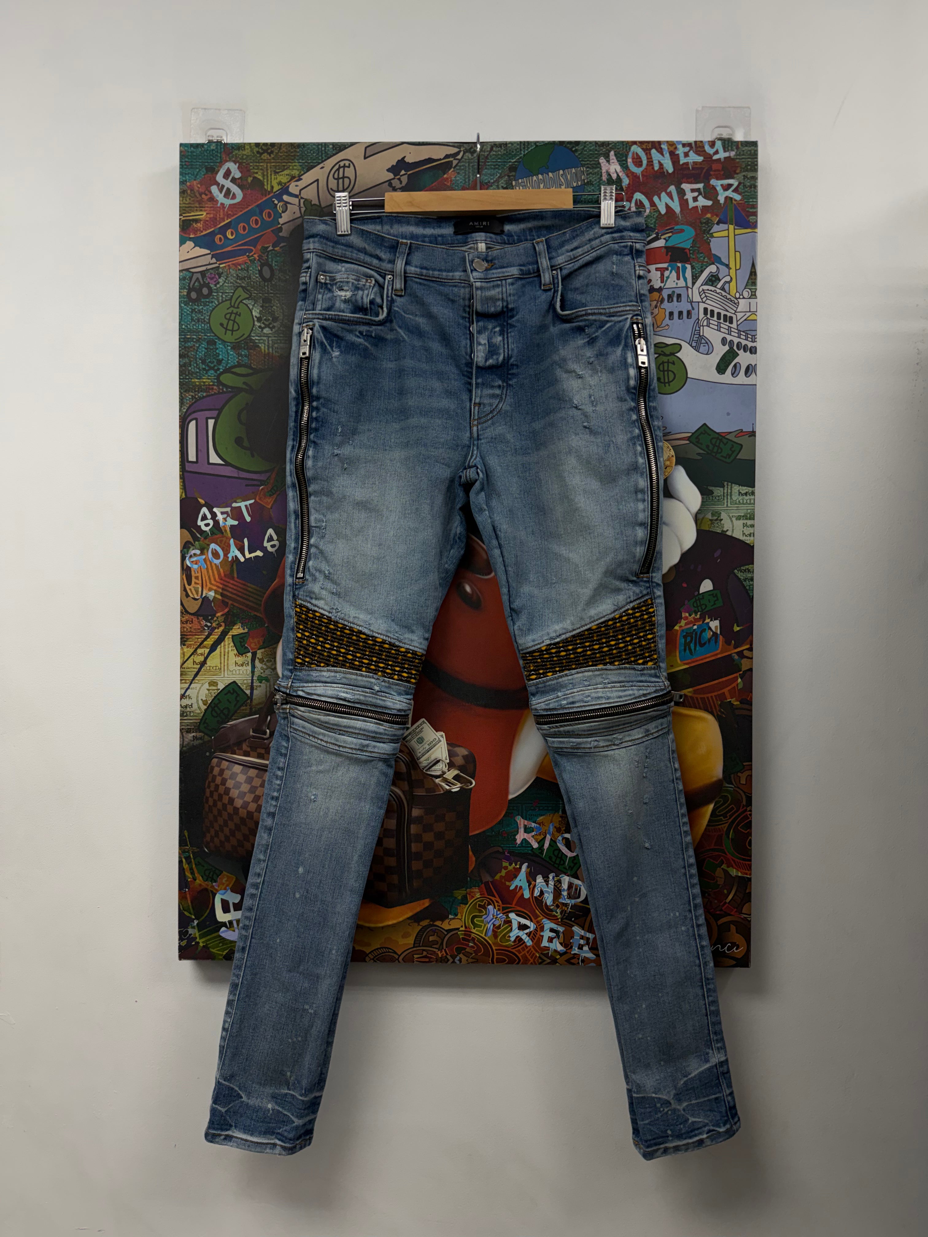 Amiri MX2 Light Wash Yellow Honey Comb Jeans