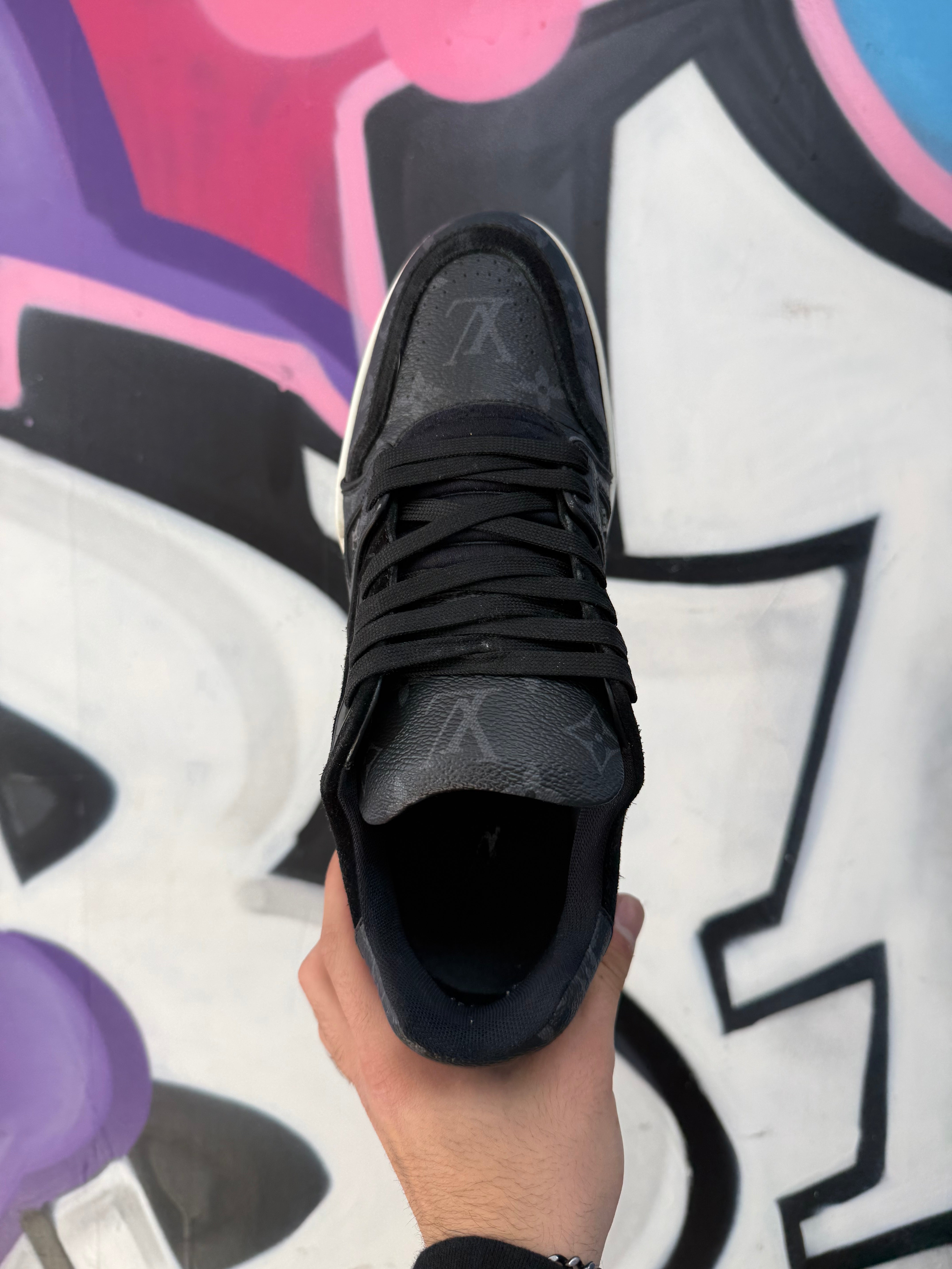 Louis Vuitton Black Monogram Trainer Sneakers