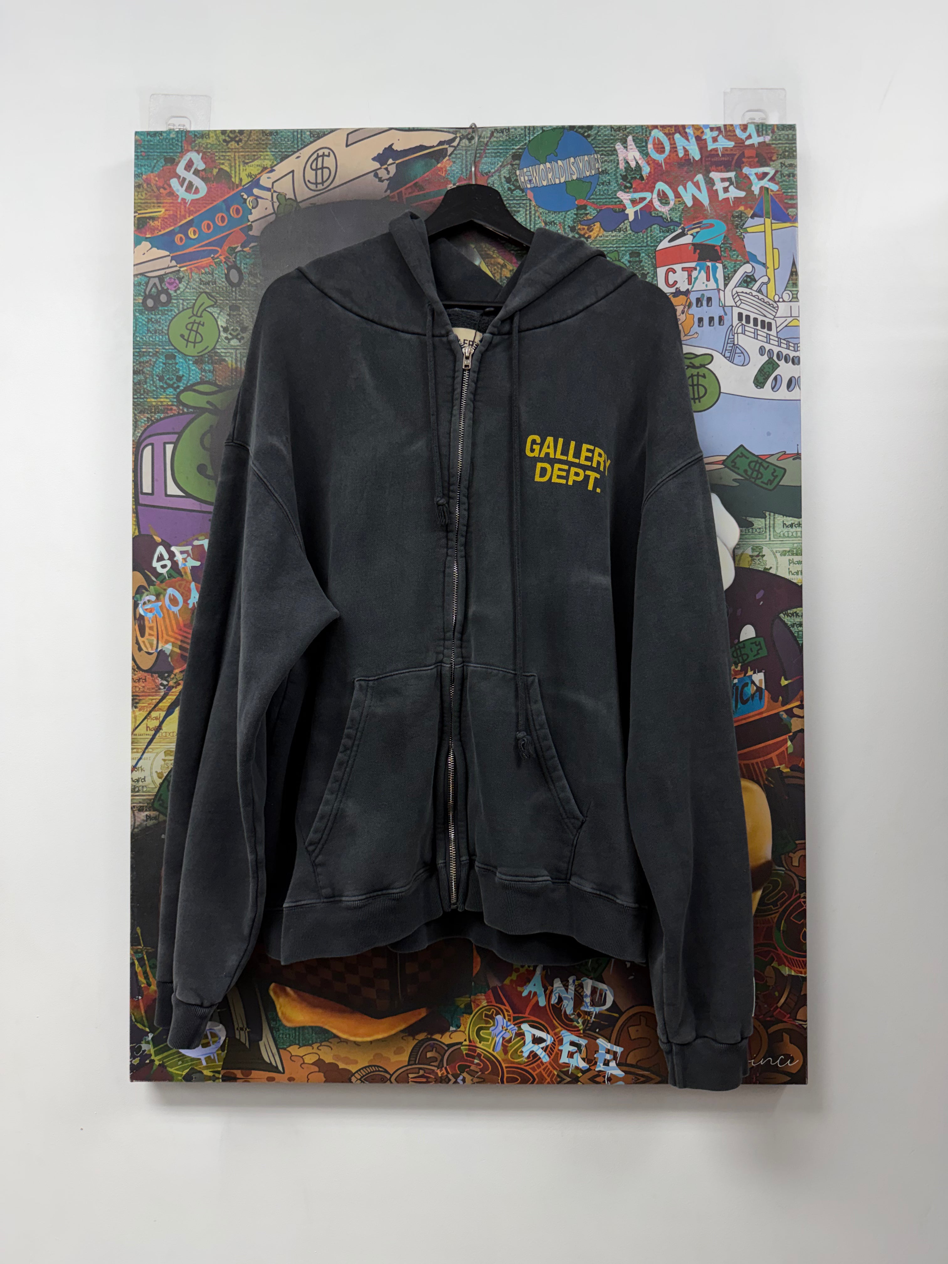 Gallery Dept Black Wash Yellow Sunfaded (Repaired) Zip Up