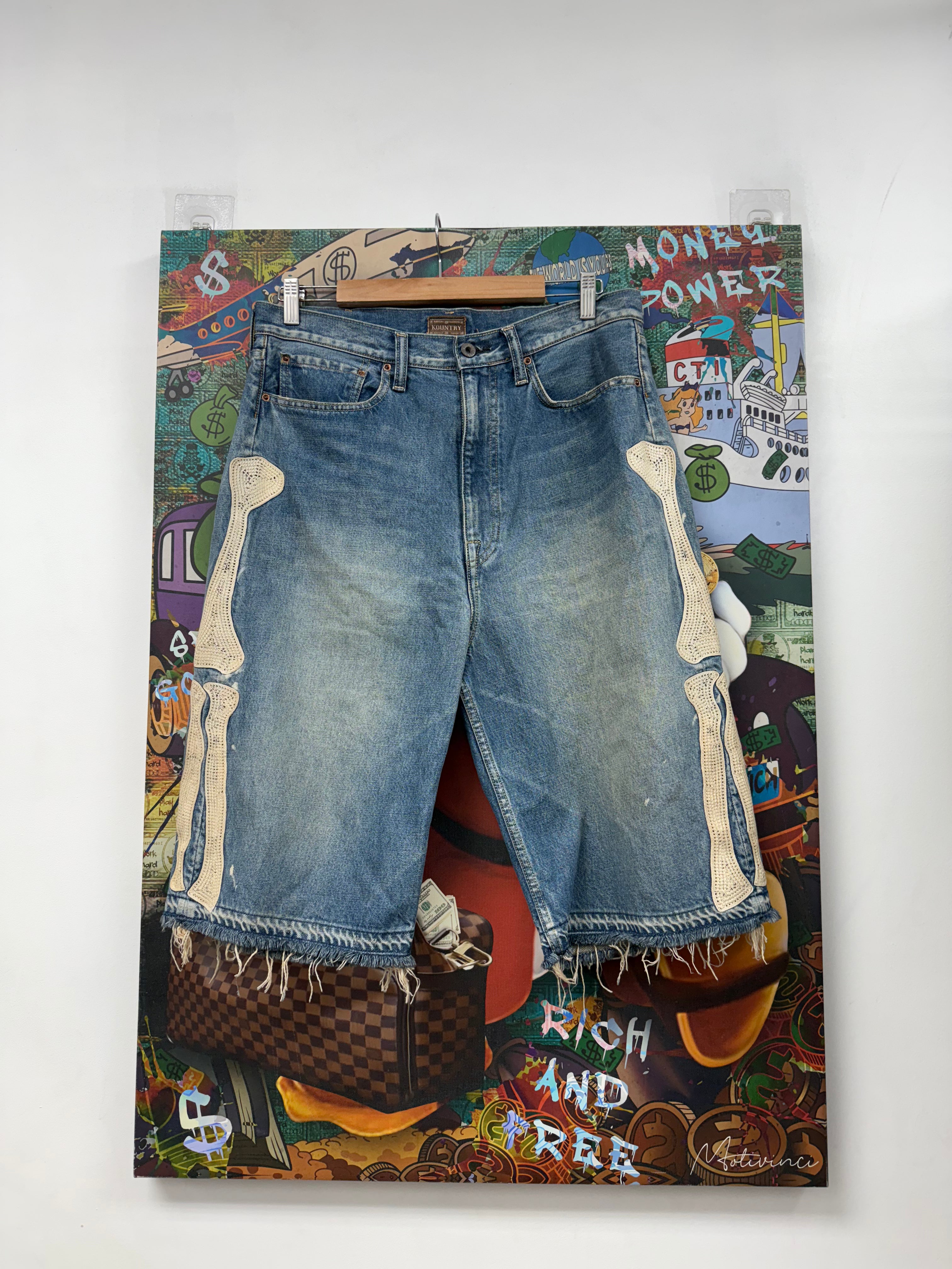 Kapital Blue Bone Jean Shorts