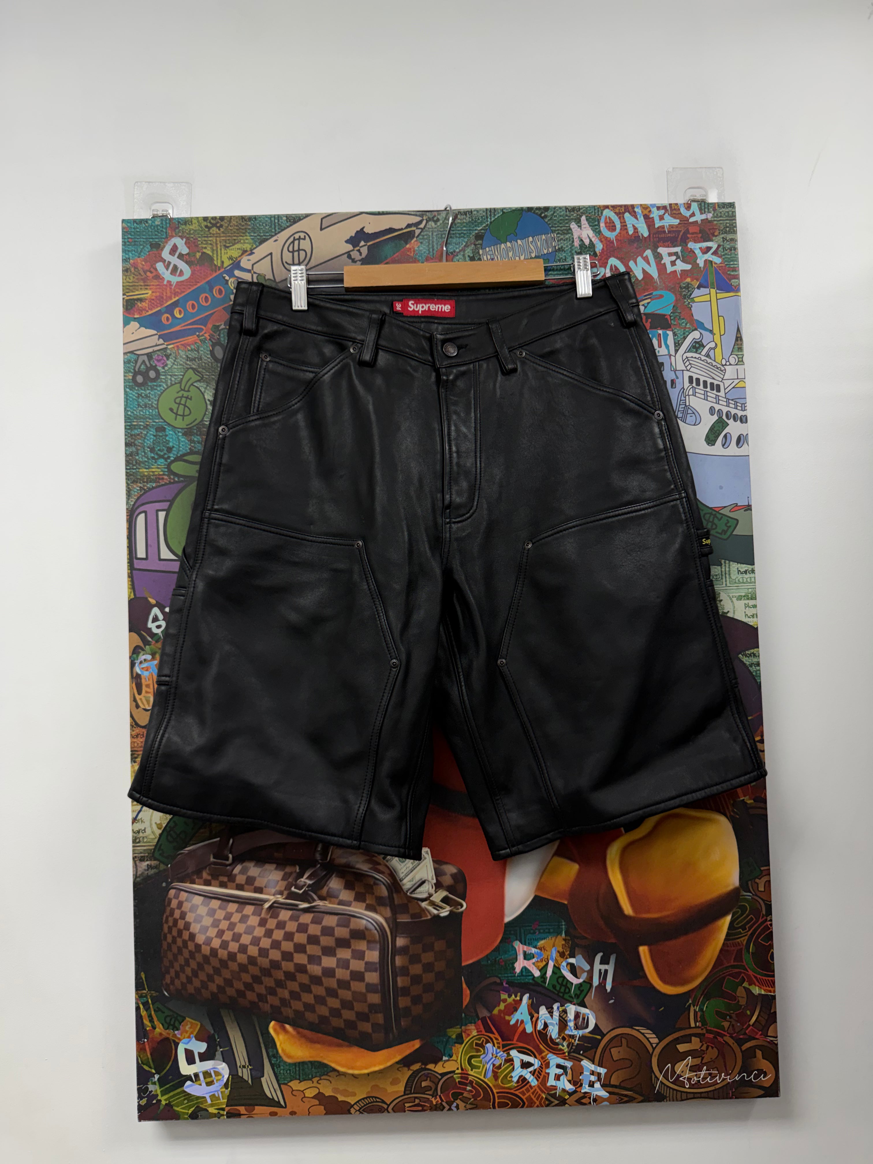 Supreme Leather Double Knee Shorts