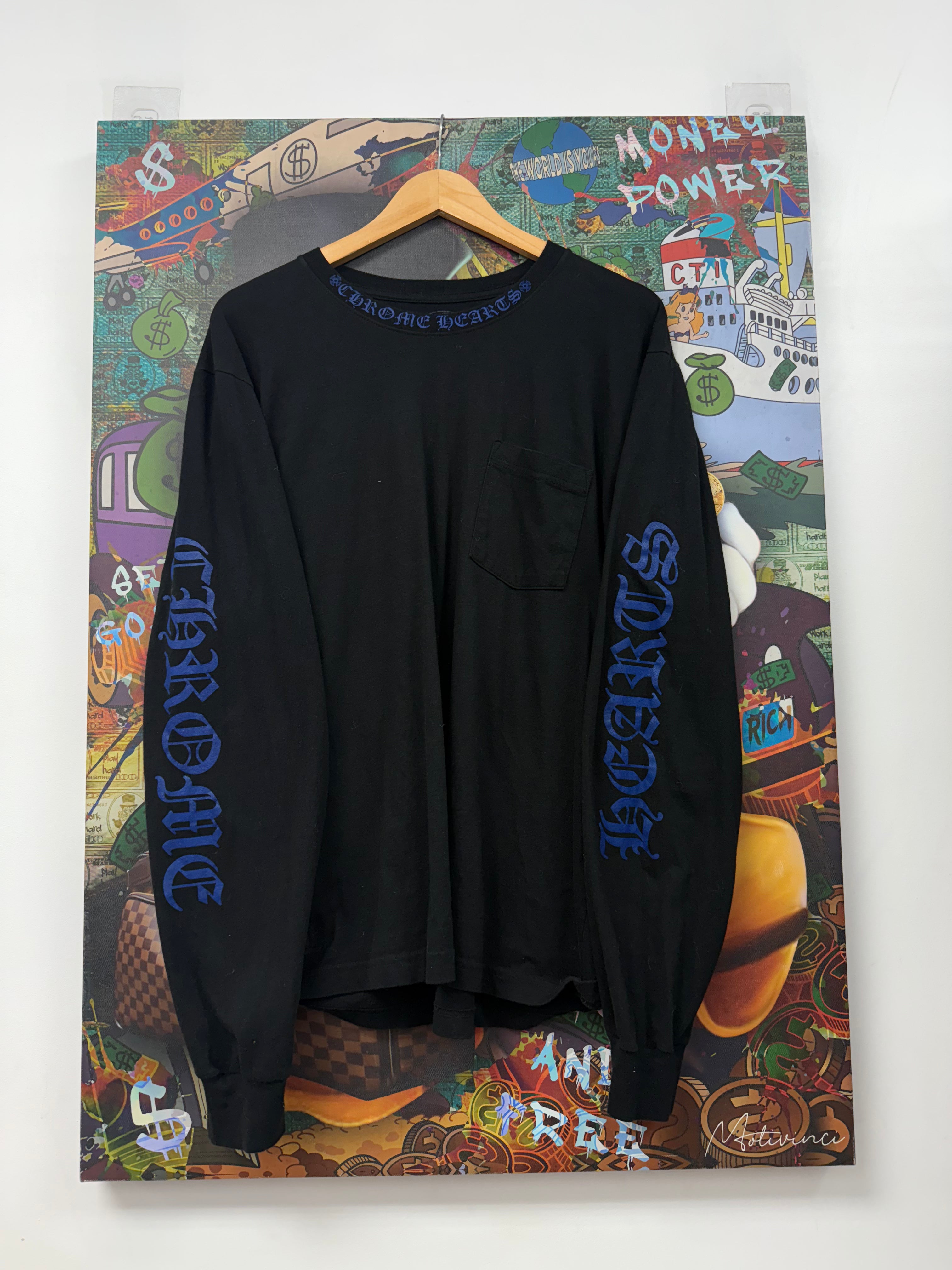 Chrome Hearts Black Blue Neck Logo Long Sleeve