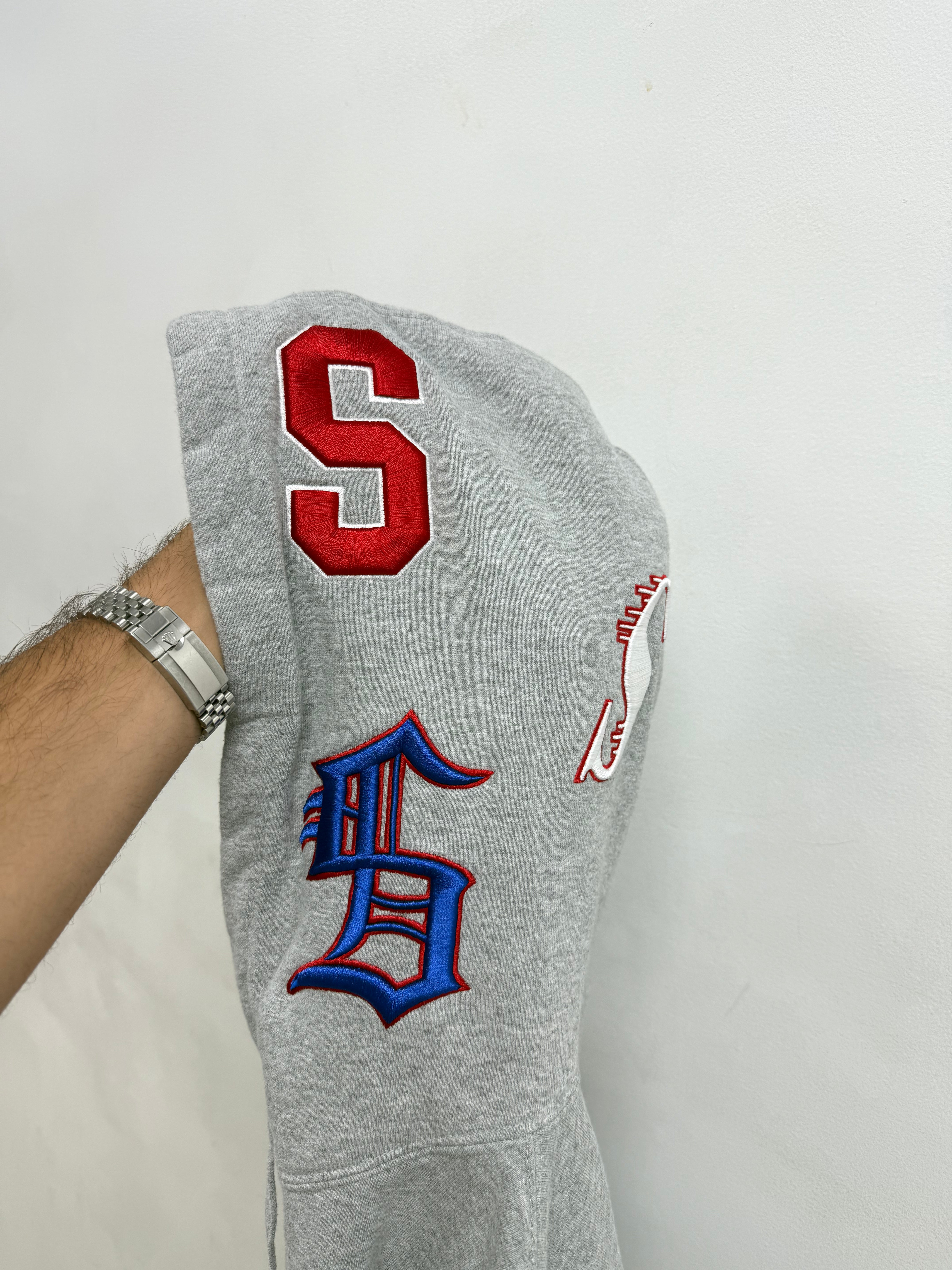 Supreme Grey Embroidered Hoodie