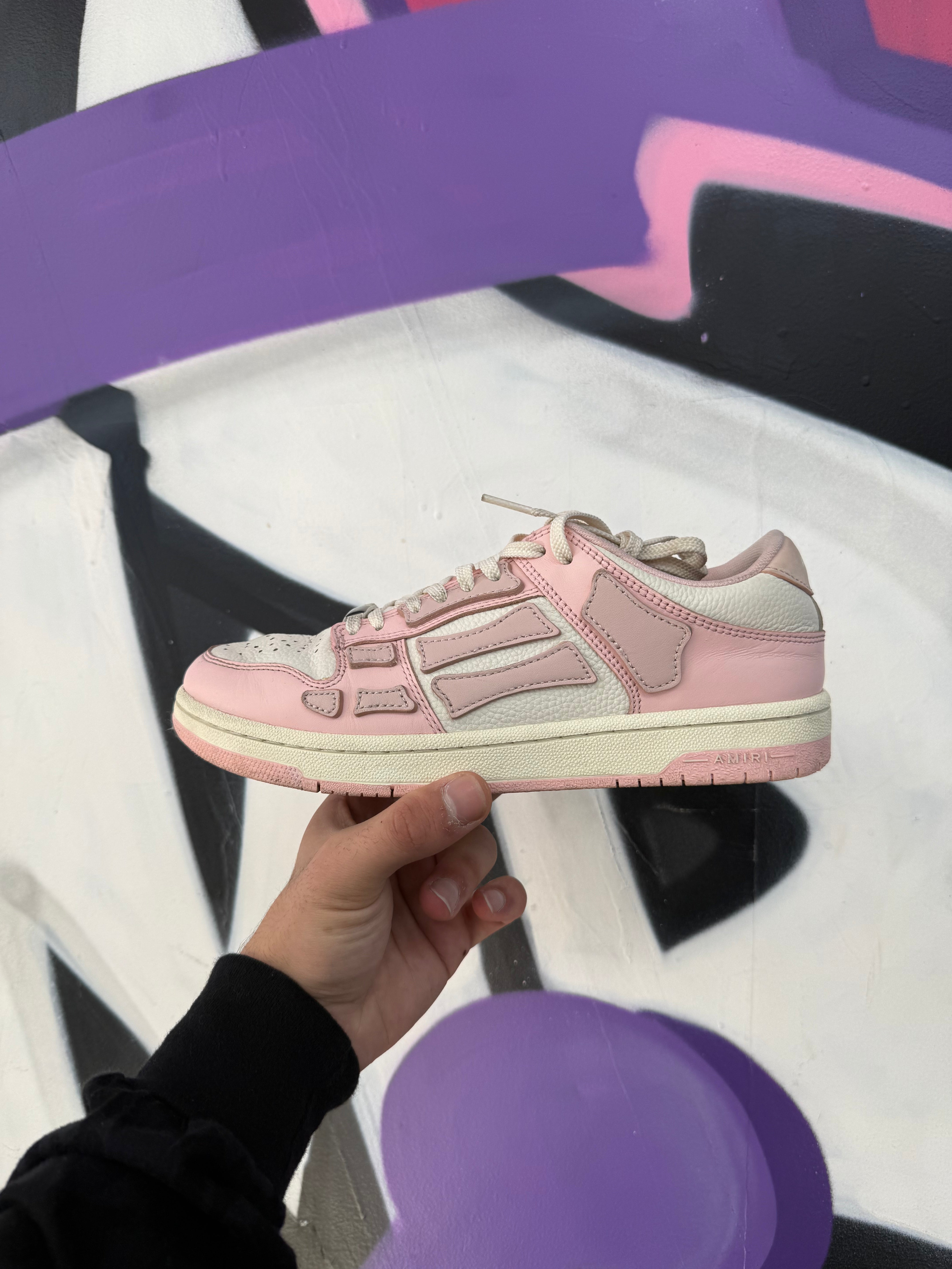 Amiri Pink Cream Skel-Top Sneakers