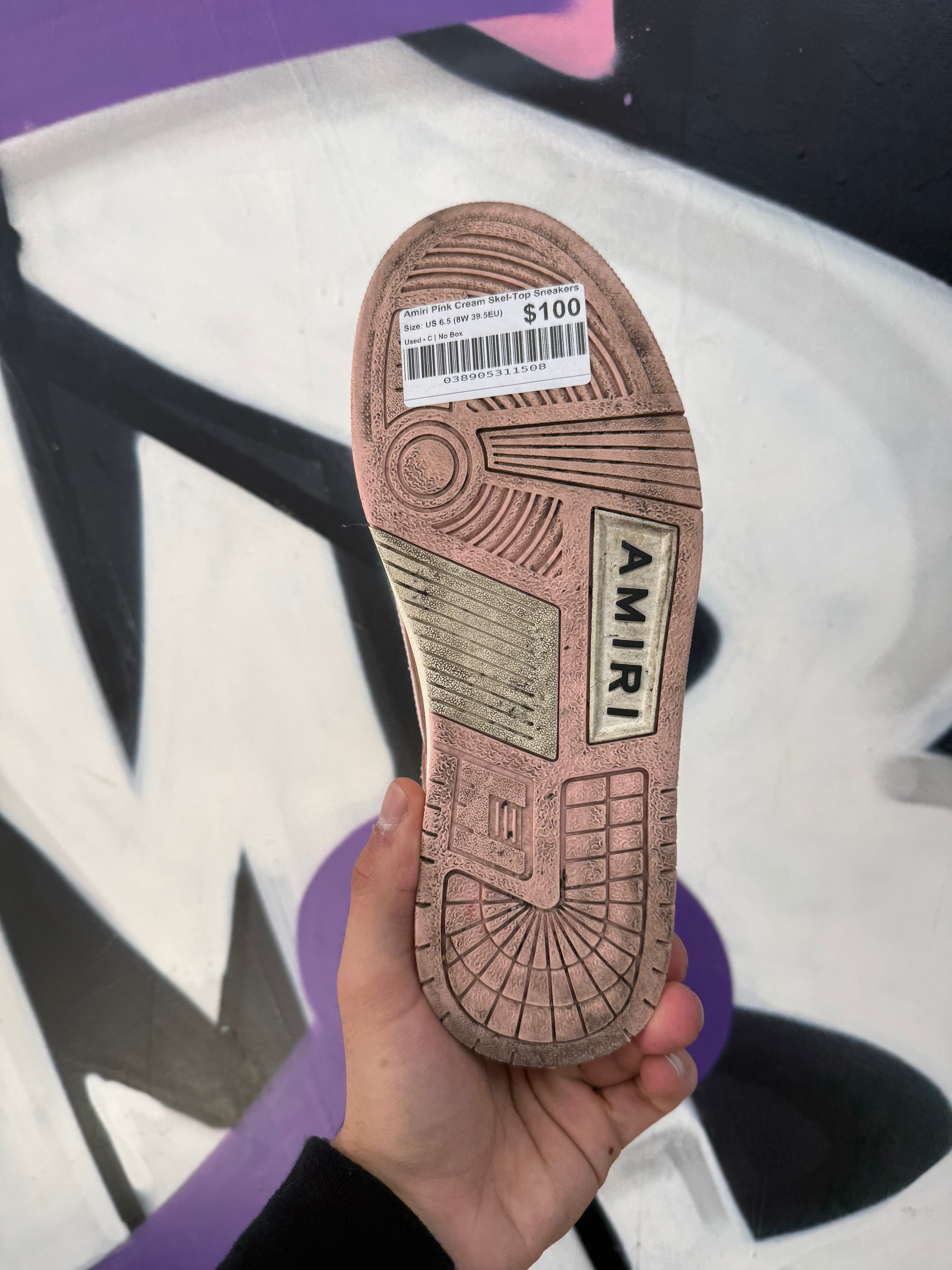 Amiri Pink Cream Skel-Top Sneakers