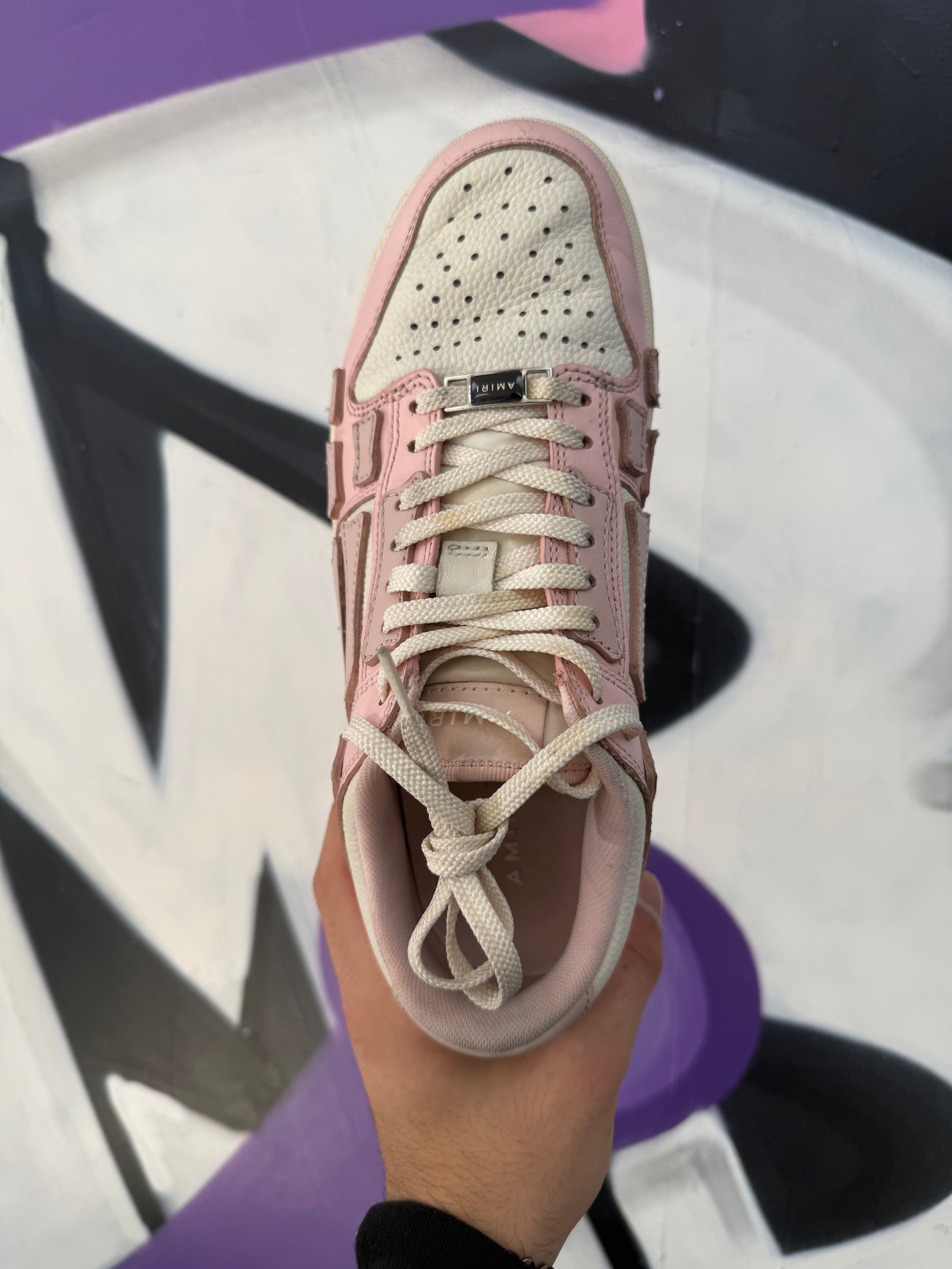 Amiri Pink Cream Skel-Top Sneakers