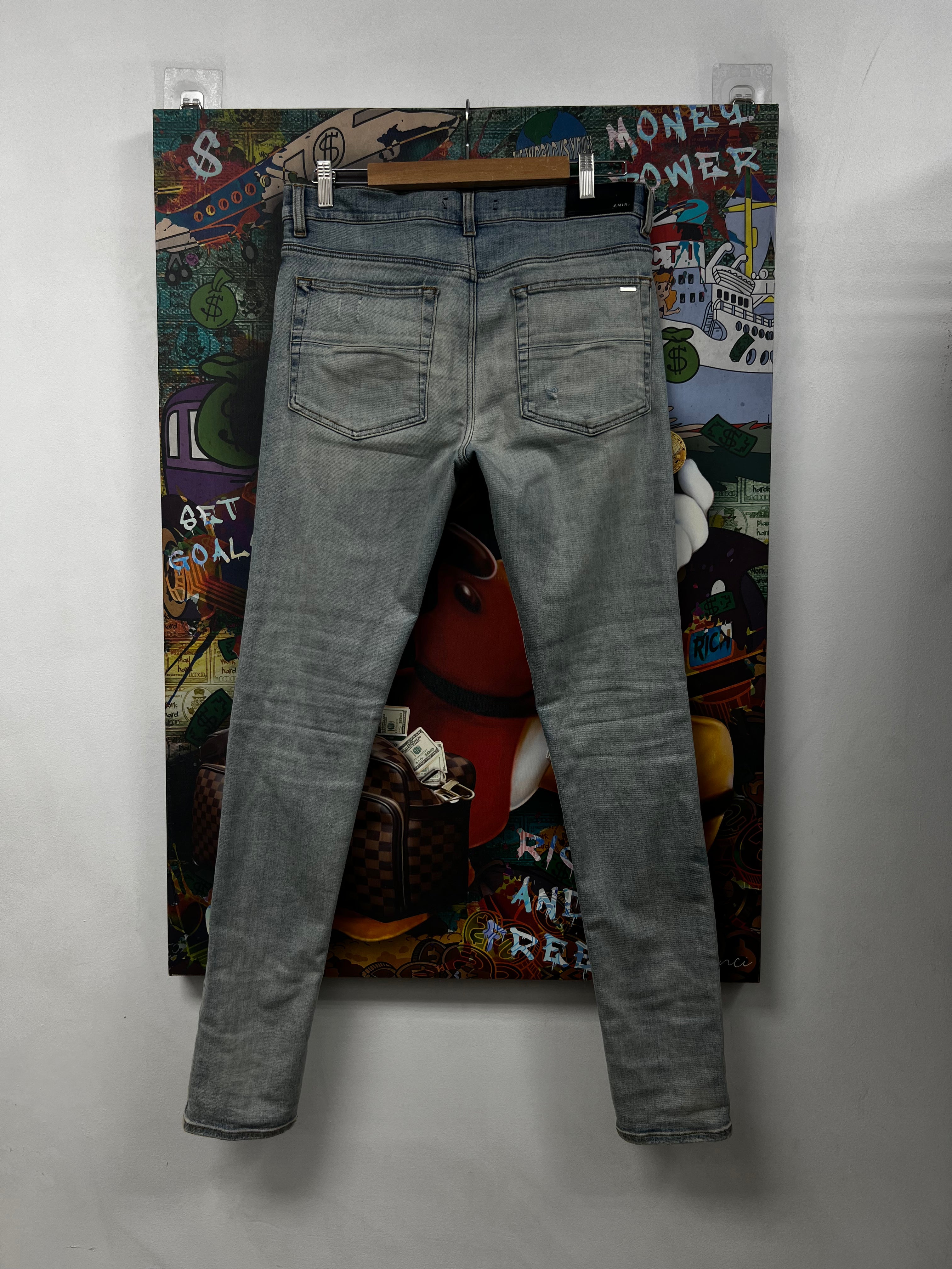 Amiri Light Wash MX1 Green Patch Jeans