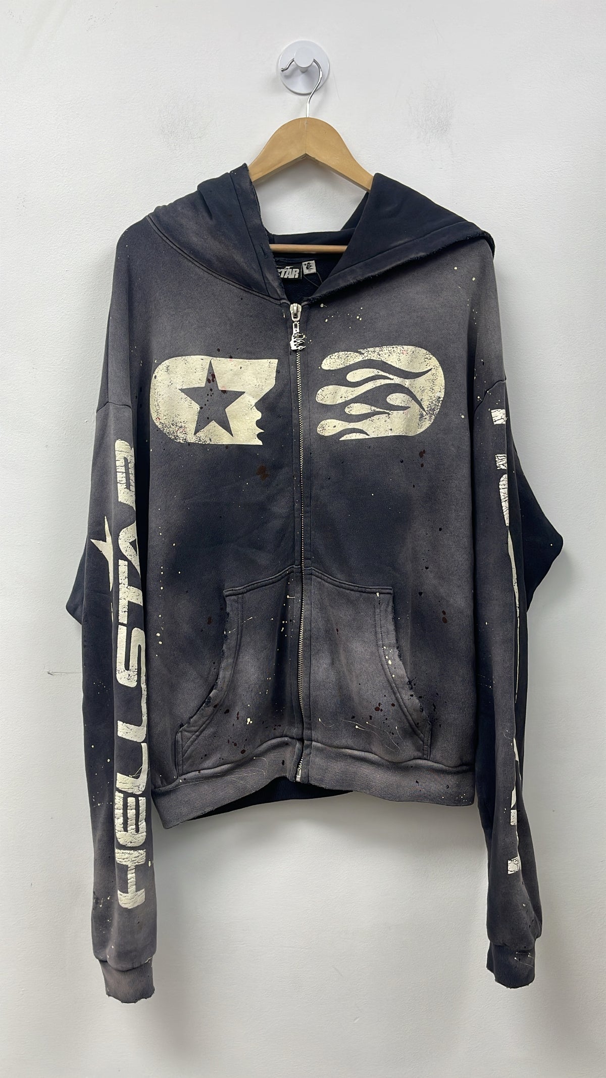 Hellstar Distressed Skull Splatter Zip Up