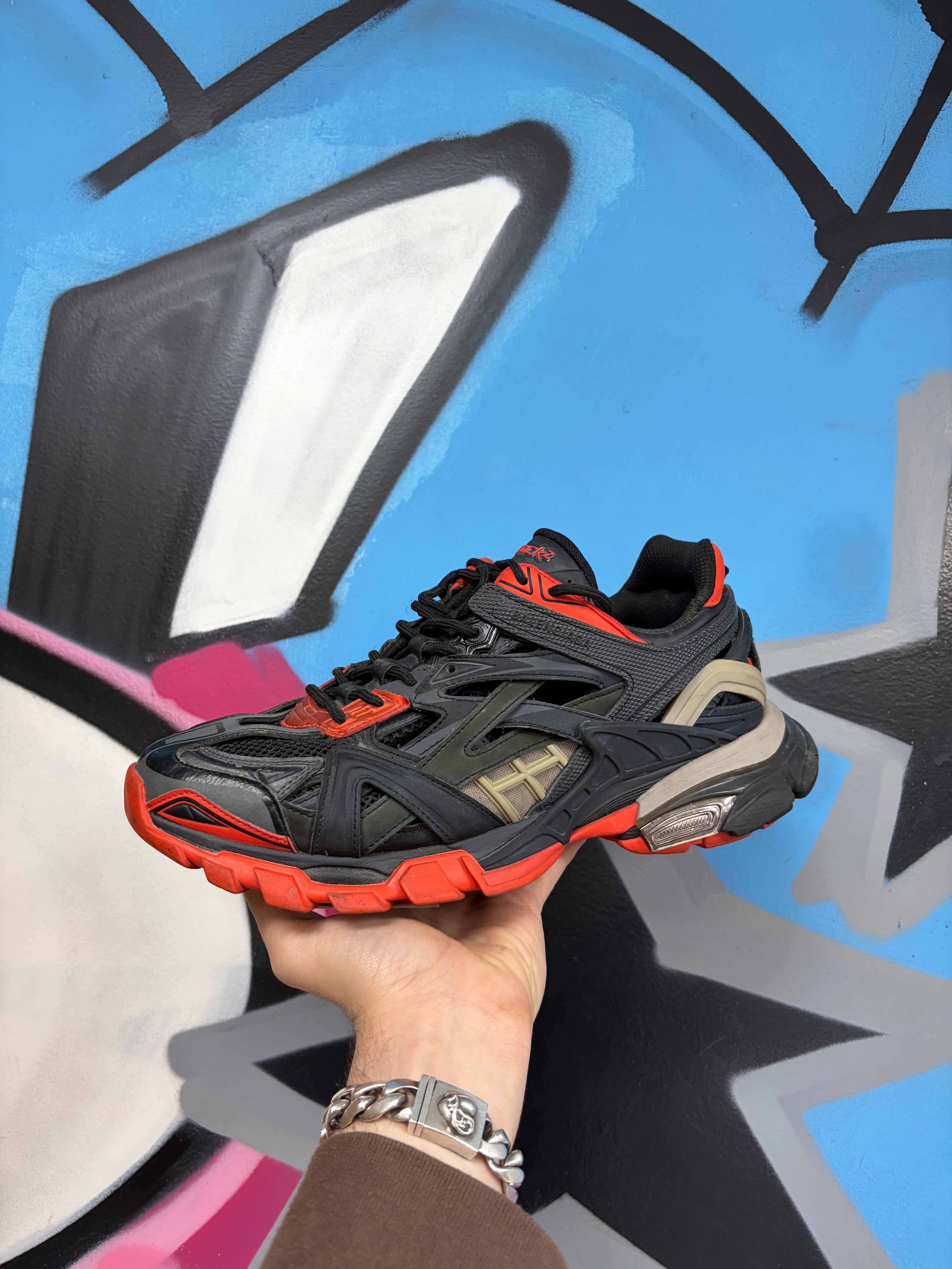 Balenciaga Black Red Track 2 Sneakers