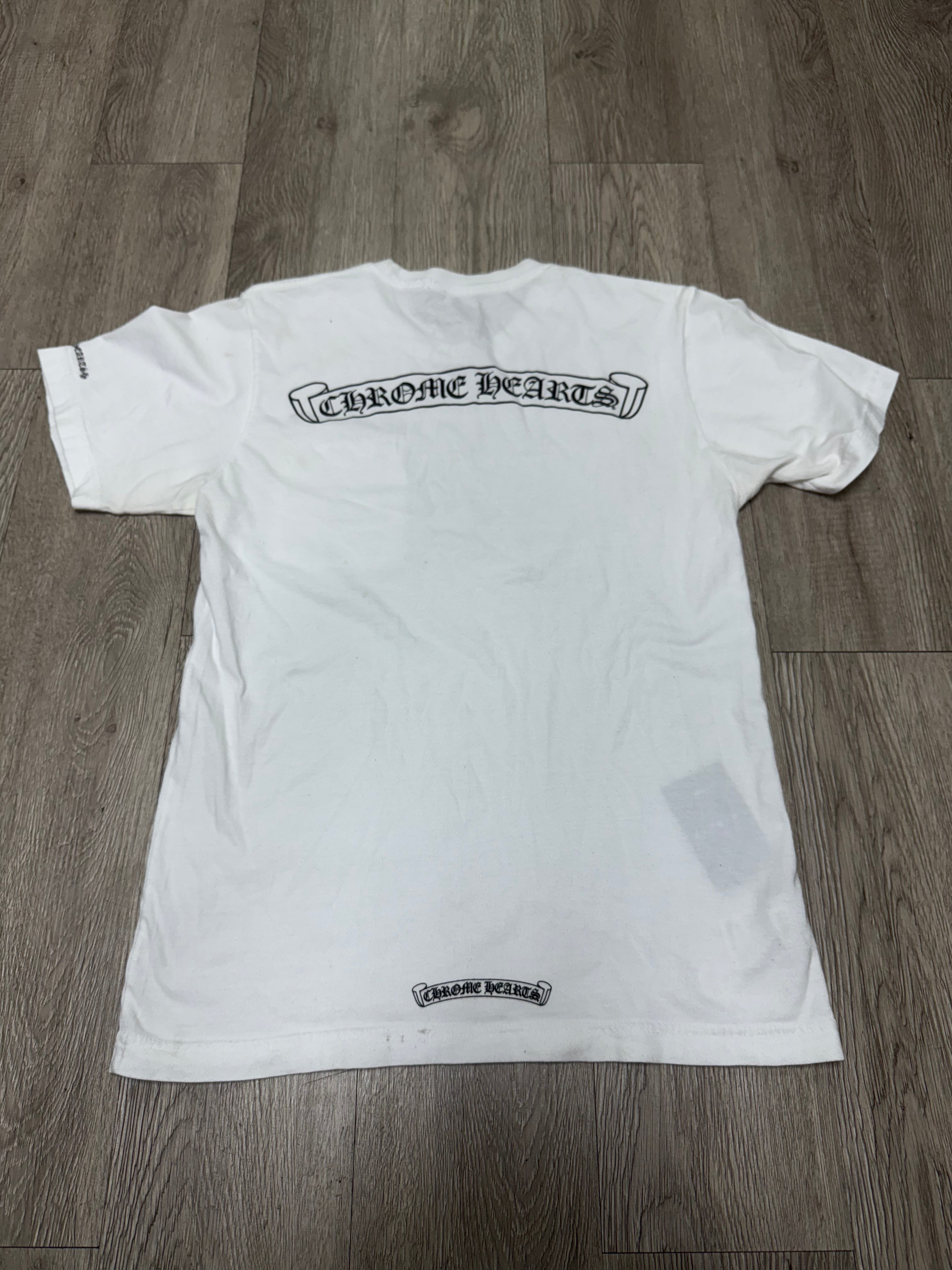 Chrome Hearts White Black Scroll Logo Tee