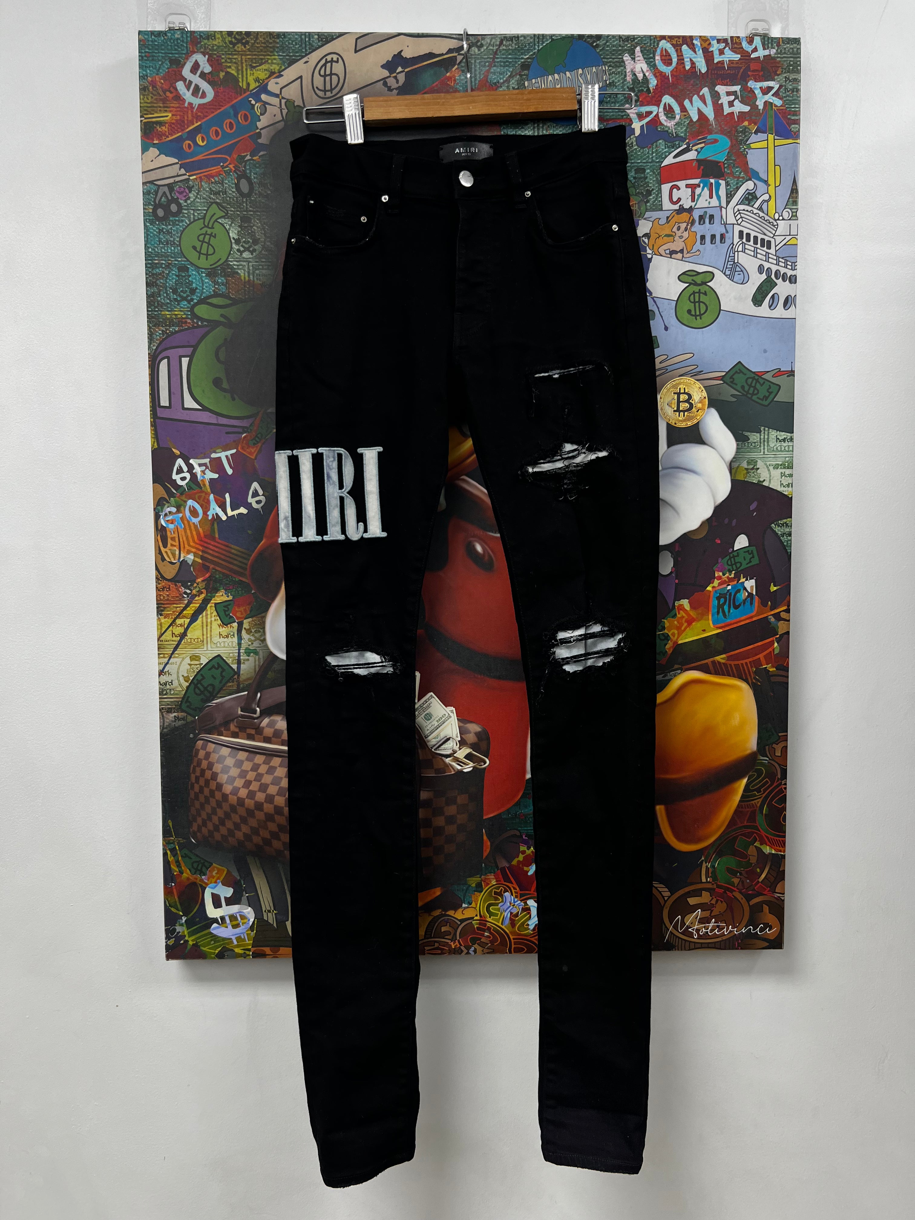 Amiri Black Blue Cloud Side Logo Jeans