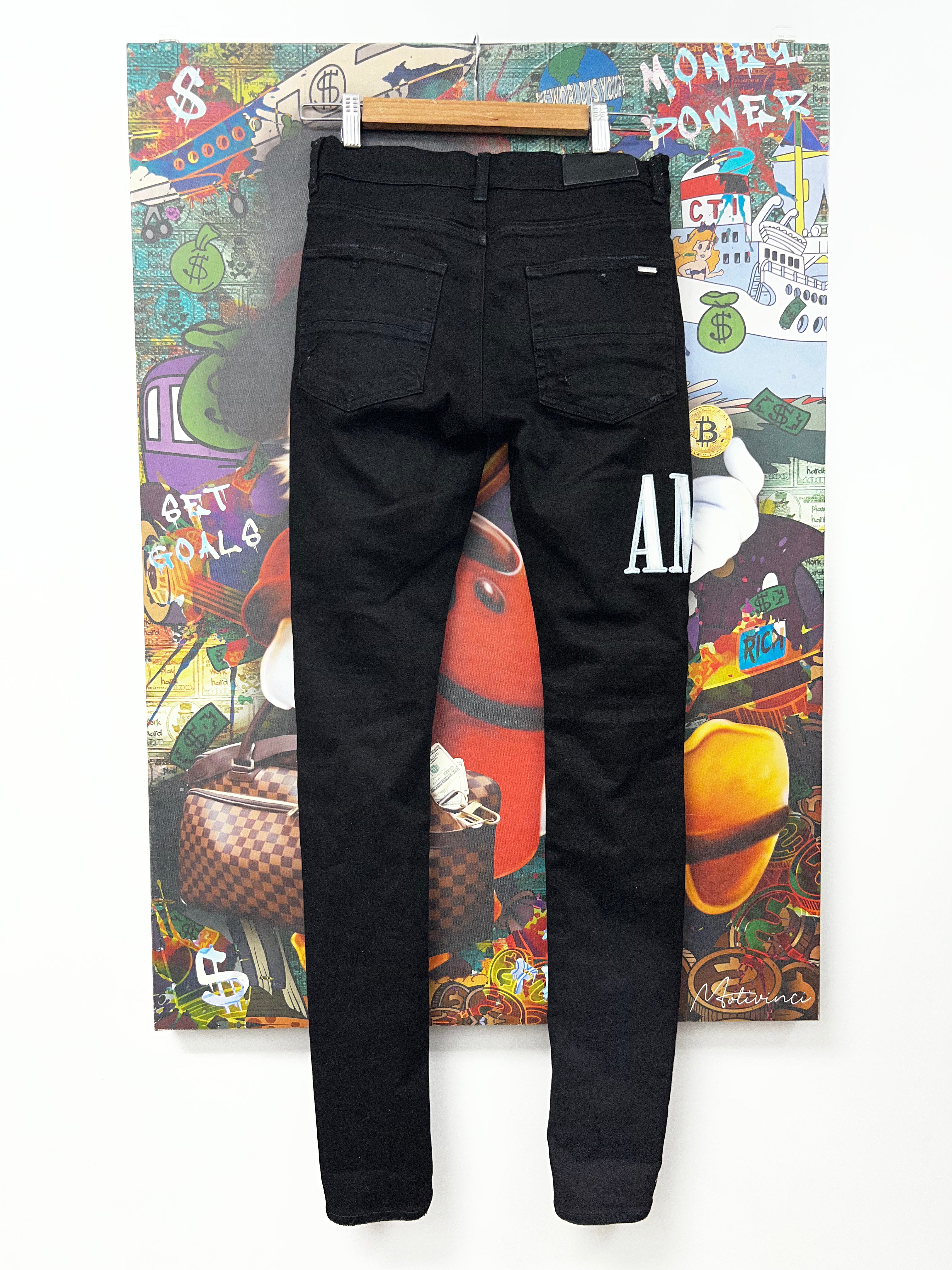 Amiri Black Blue Cloud Side Logo Jeans