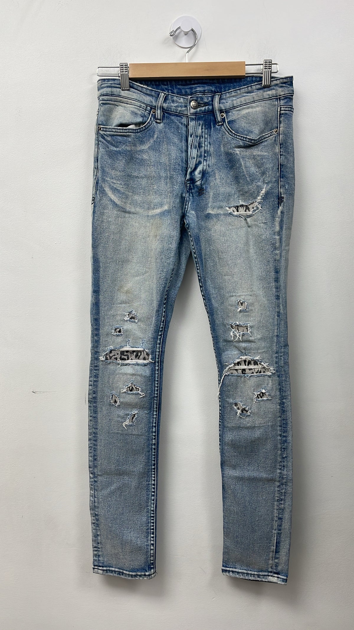 Ksubi Light Wash Leopard Patchwork Jeans