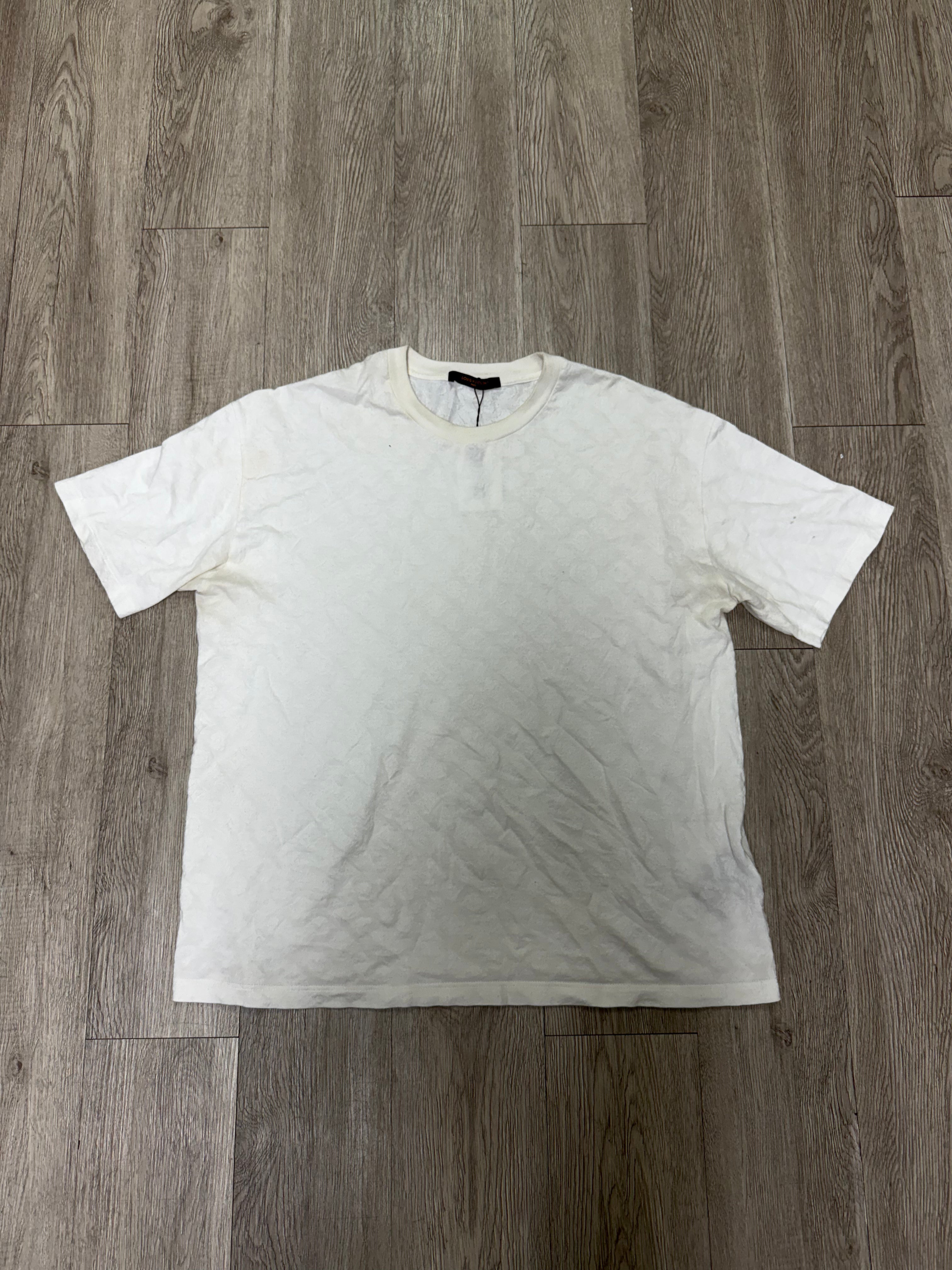 Louis Vuitton White Embossed Monogram Tee