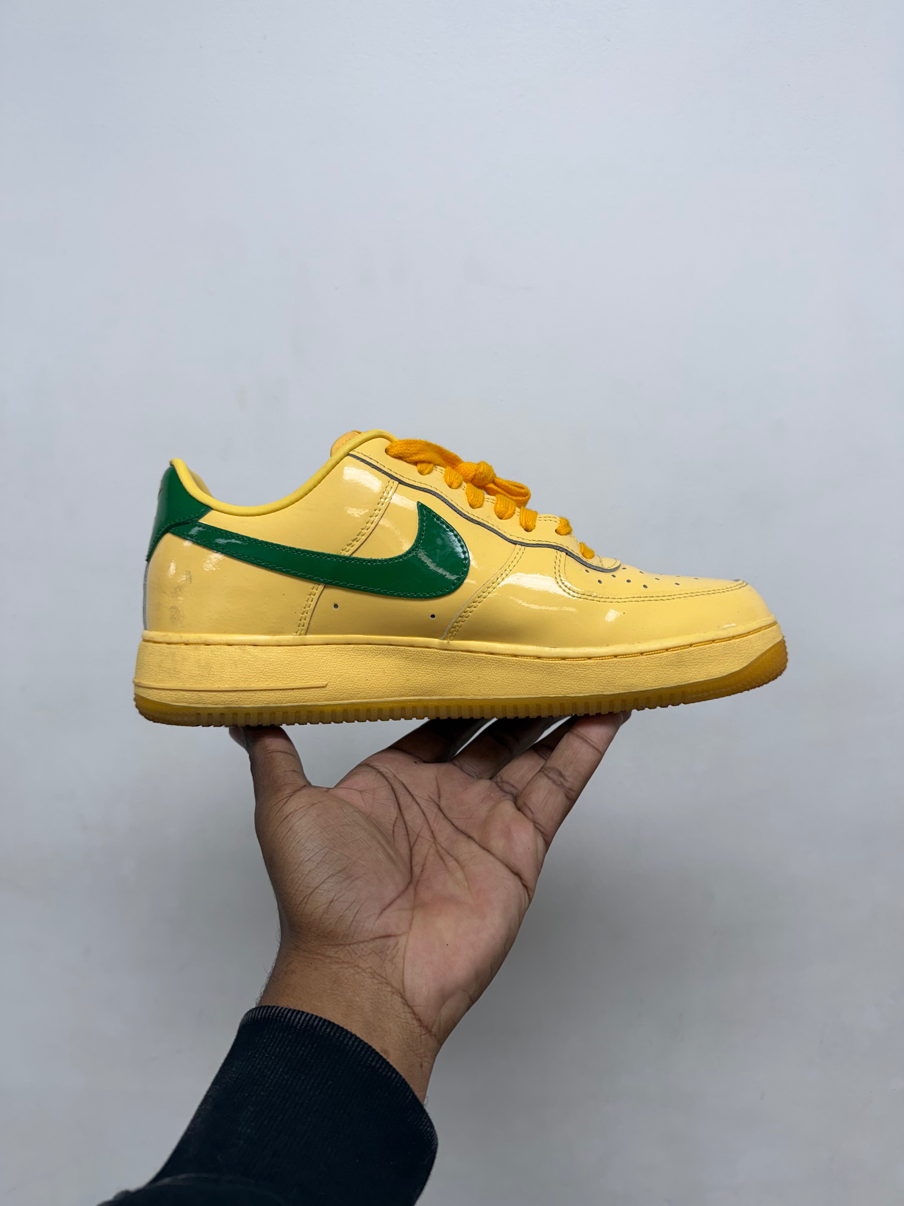 Nike Patent Leather AF1 Yellow Green Sneakers