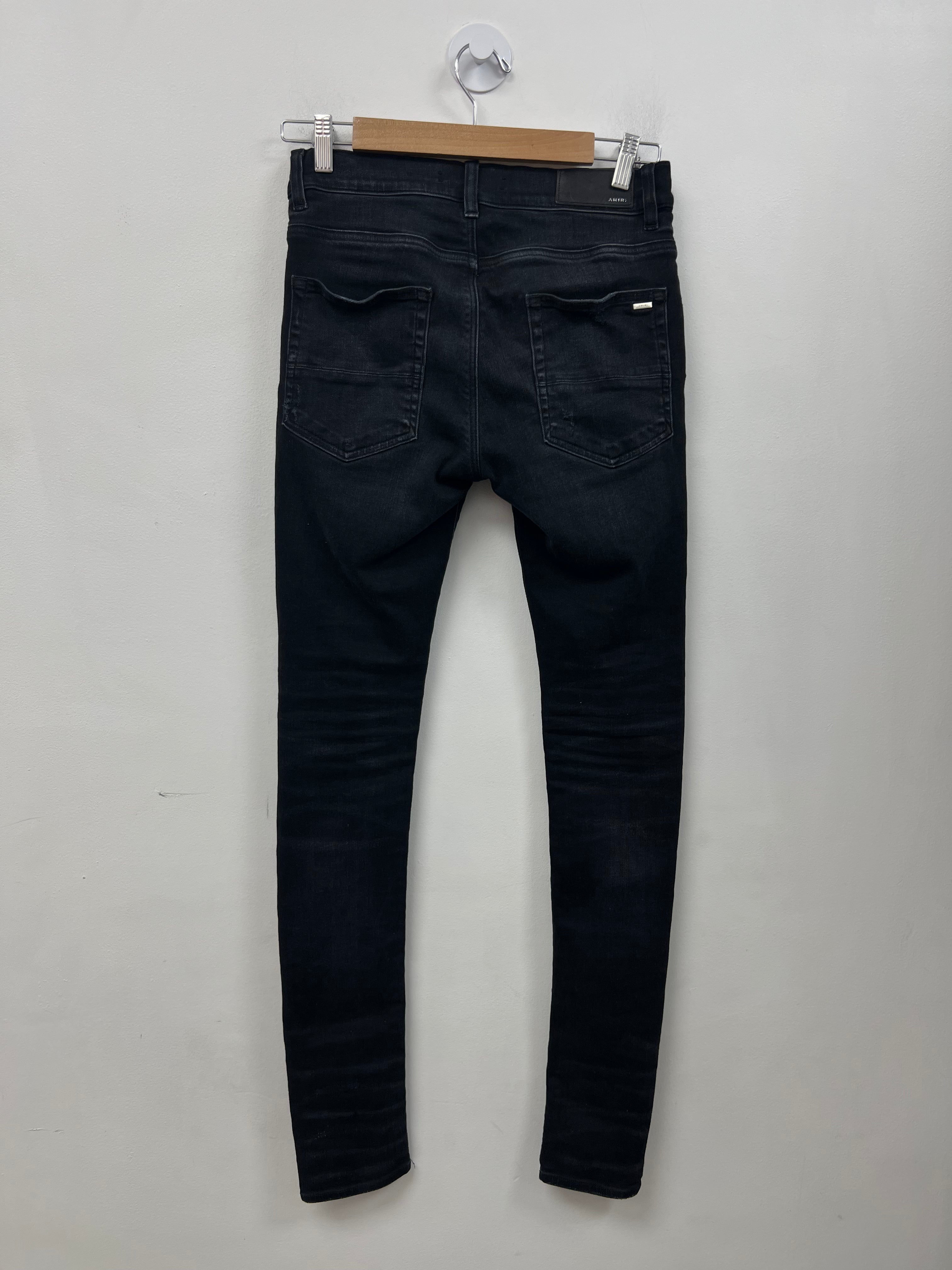 Amiri MX1 Black Wash Brown Paisley Patch Jeans