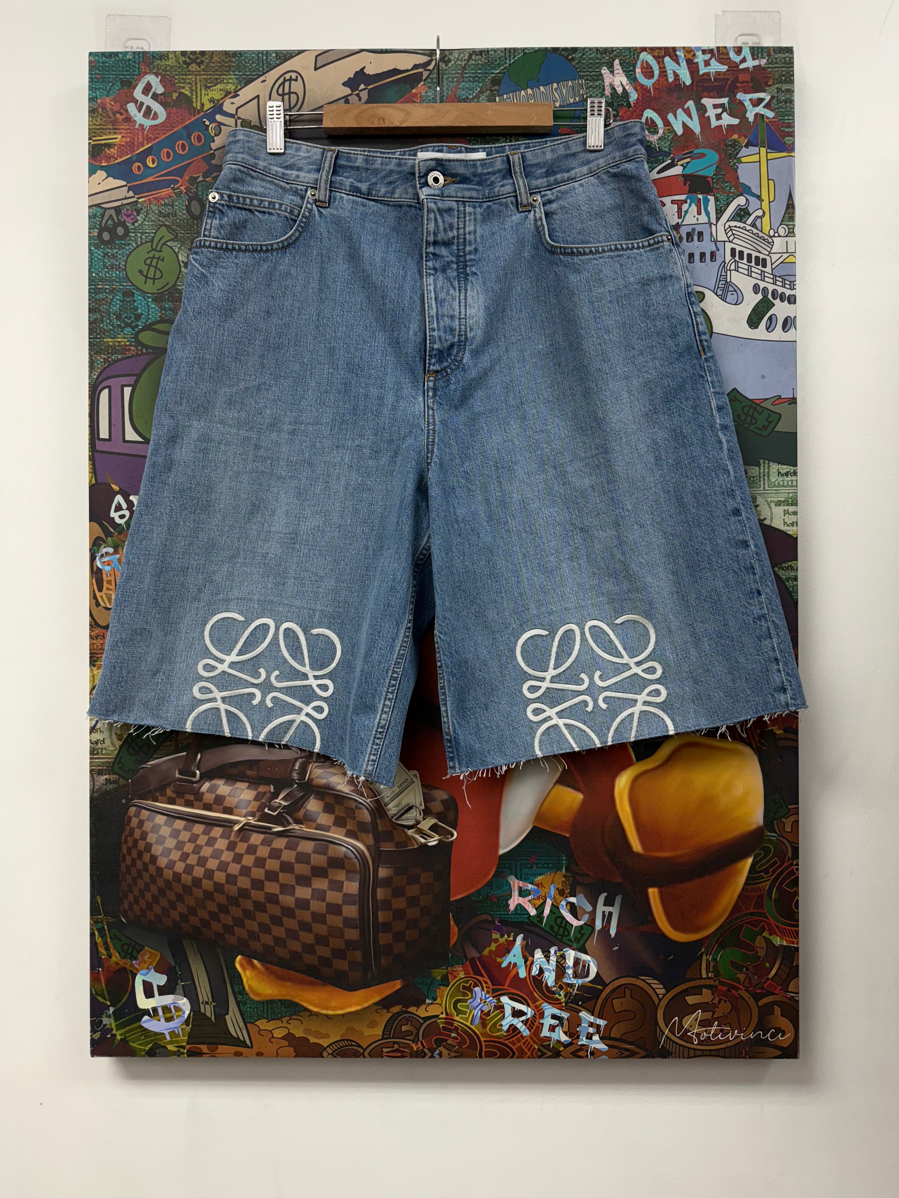 Loewe Light Wash Anagram Jean Shorts