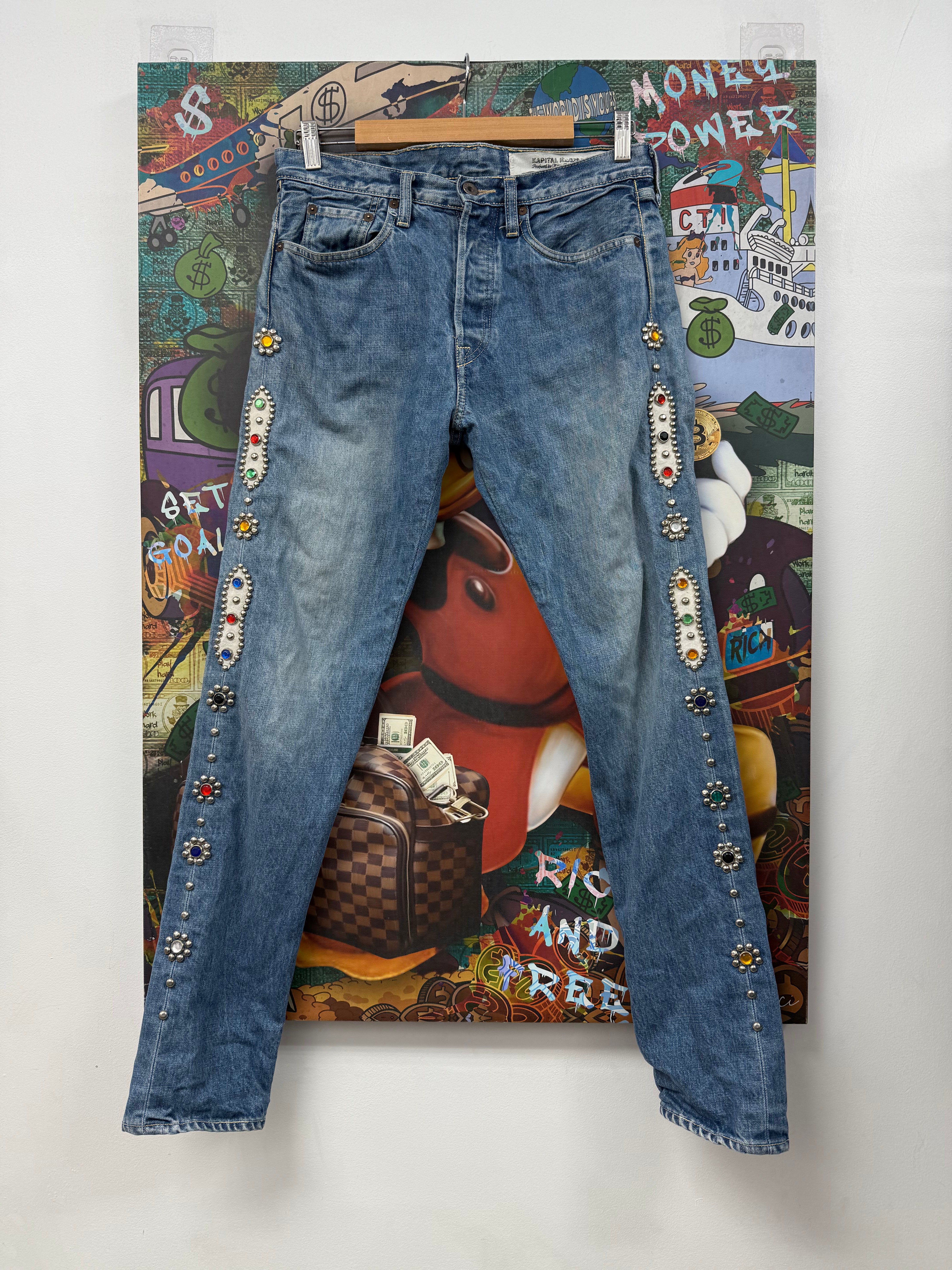 Kapital Light Wash Gem Studded Jeans