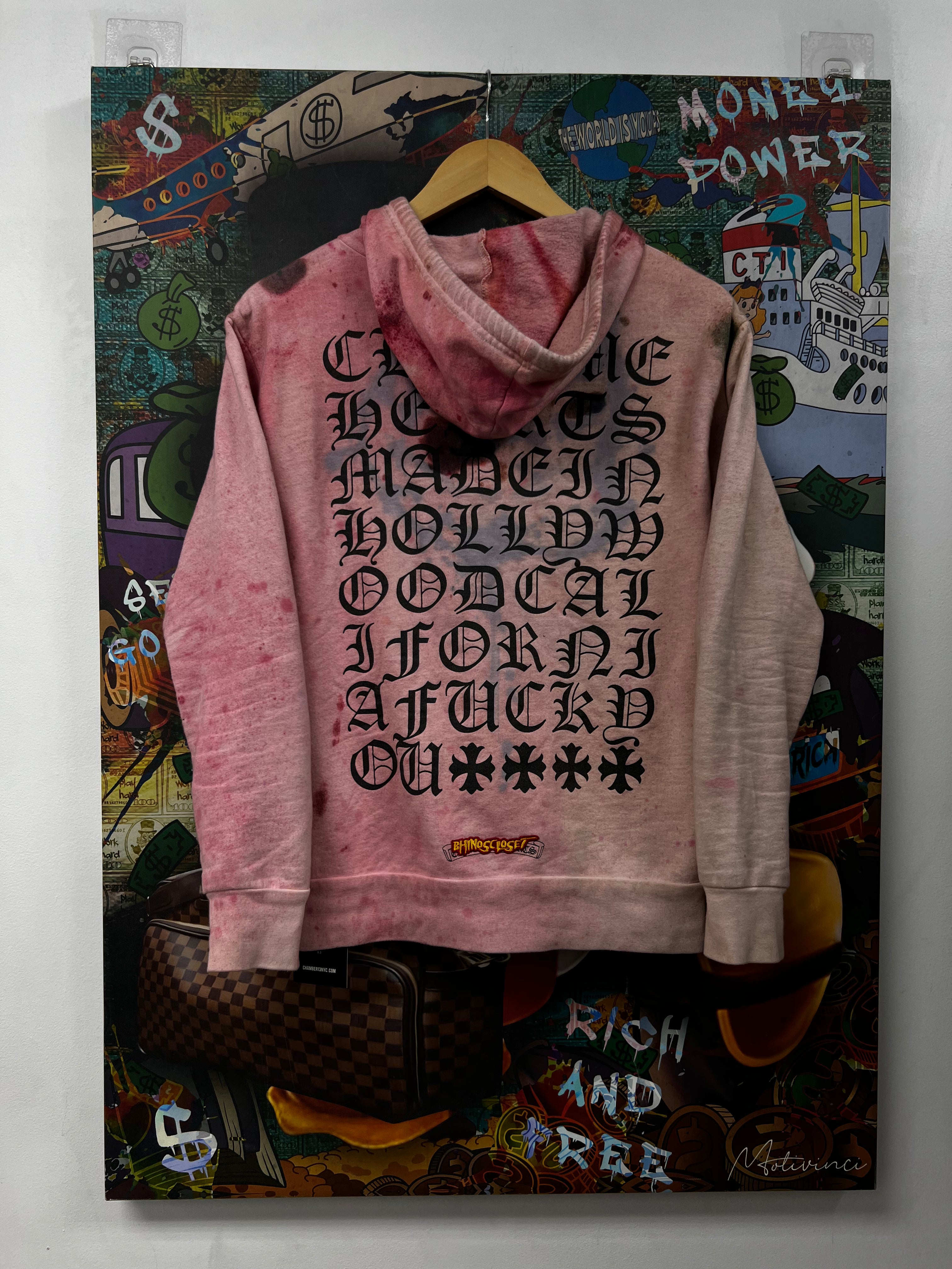 Chrome Hearts White Bleached Pink Tie Dye Zip up Hoodie