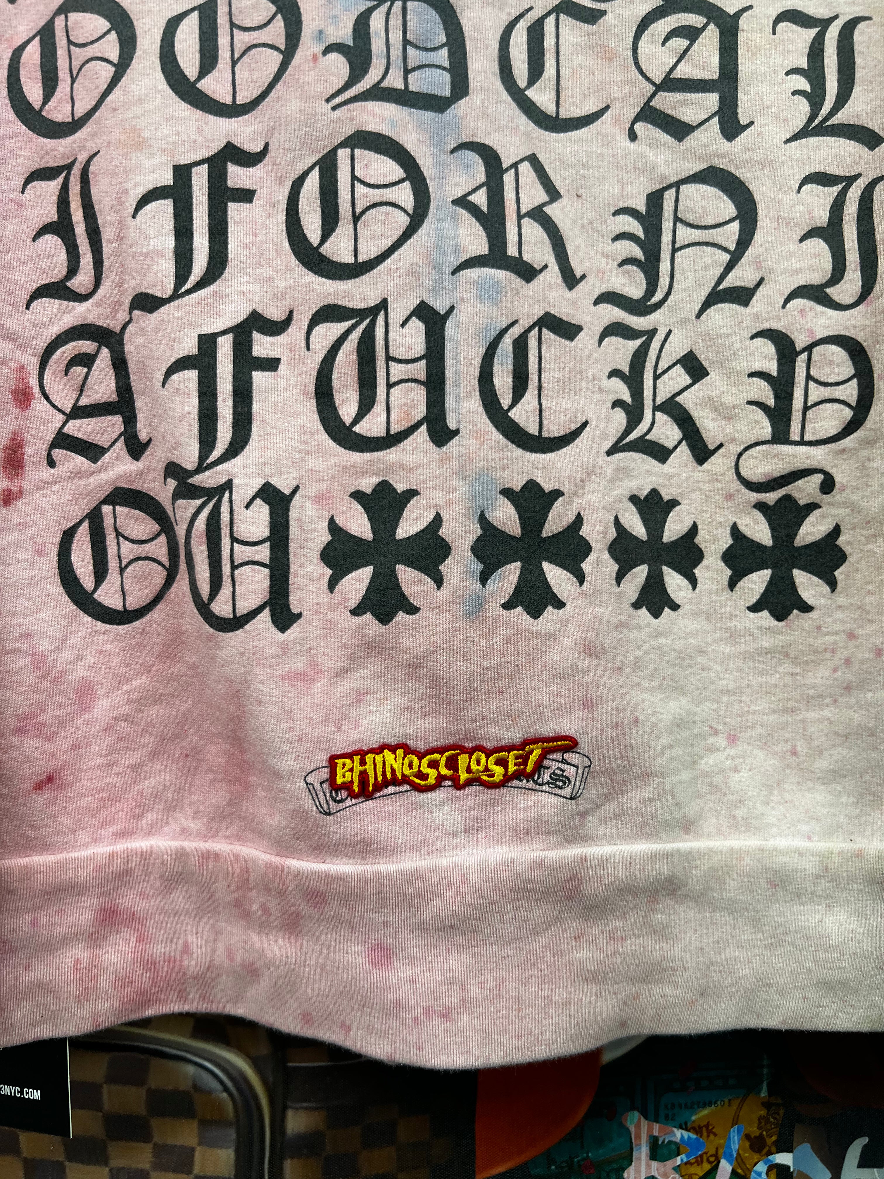 Chrome Hearts White Bleached Pink Tie Dye Zip up Hoodie