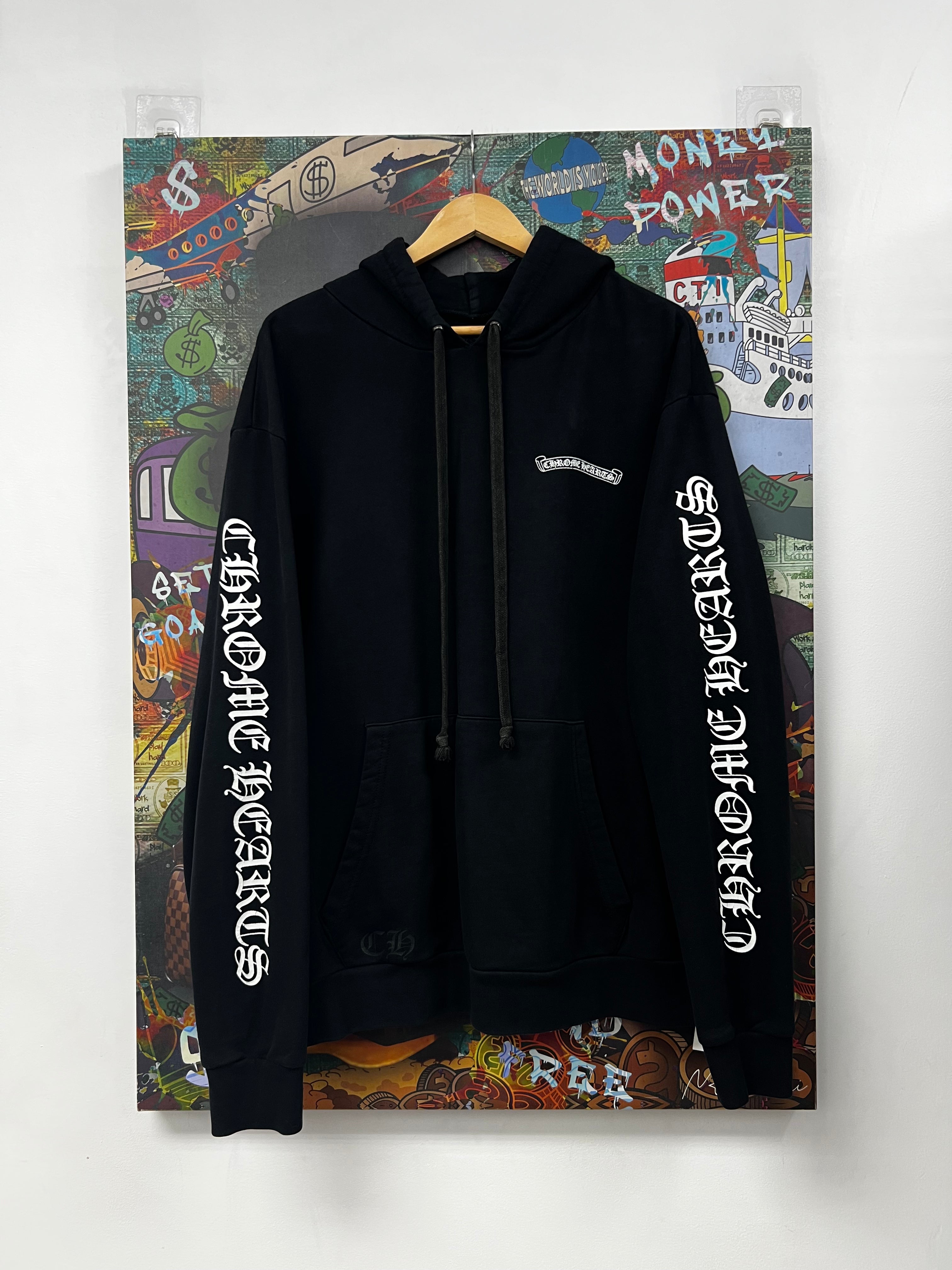 Chrome Hearts Black Scroll Logo Hoodie