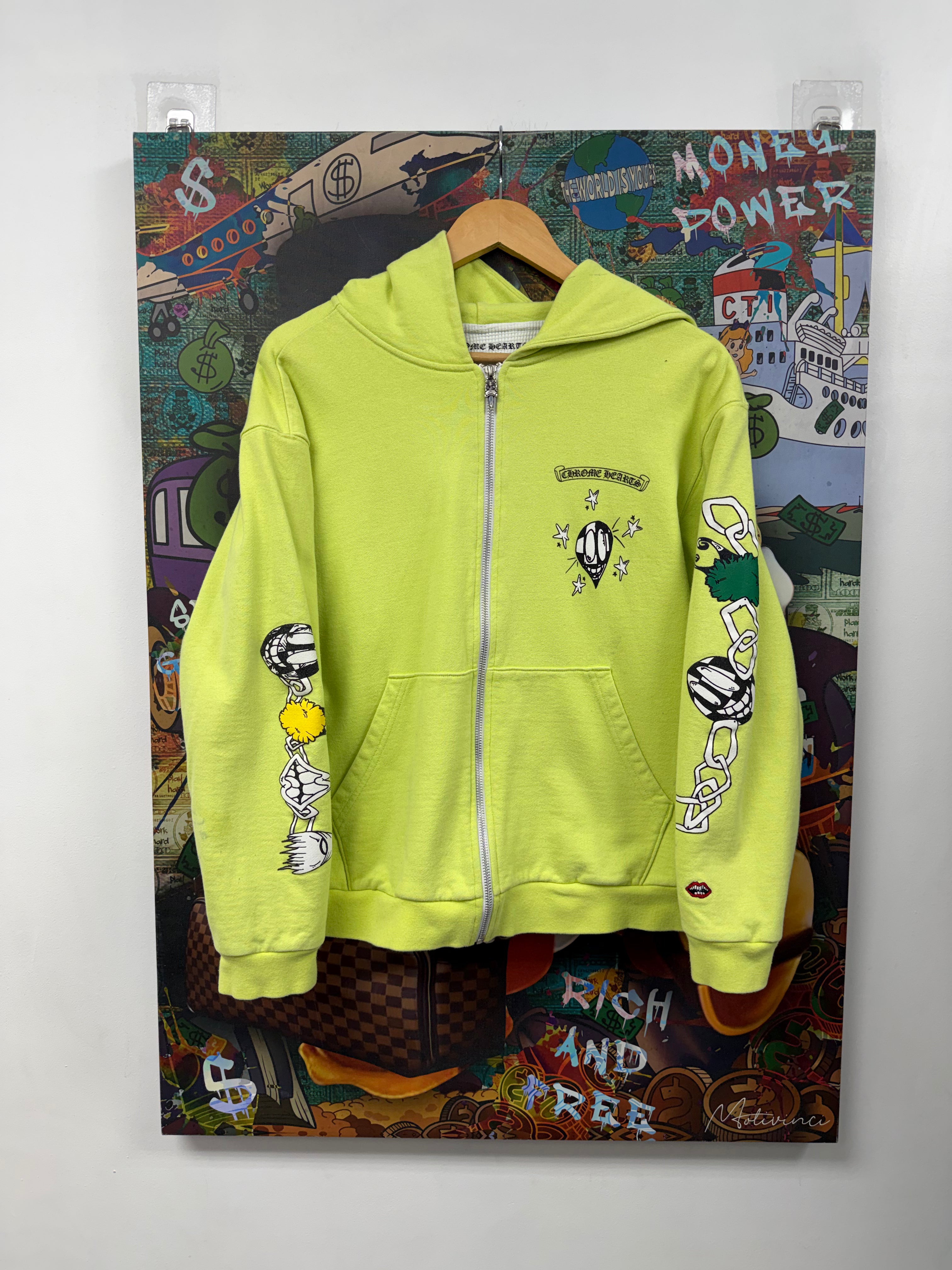 Chrome Hearts Matty Boy Link Lime Thermal Zip Up