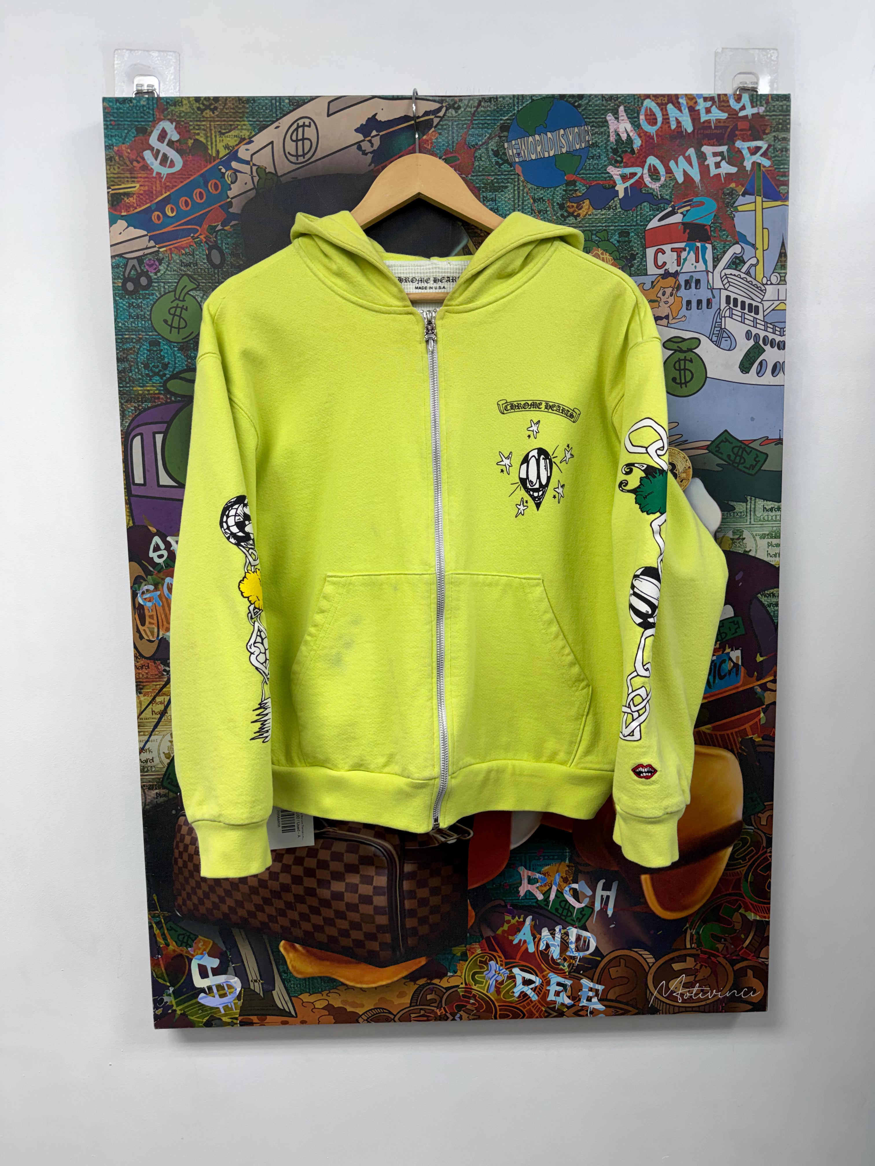 Chrome Hearts Matty Boy Link Thermal Lime Green Hoodie