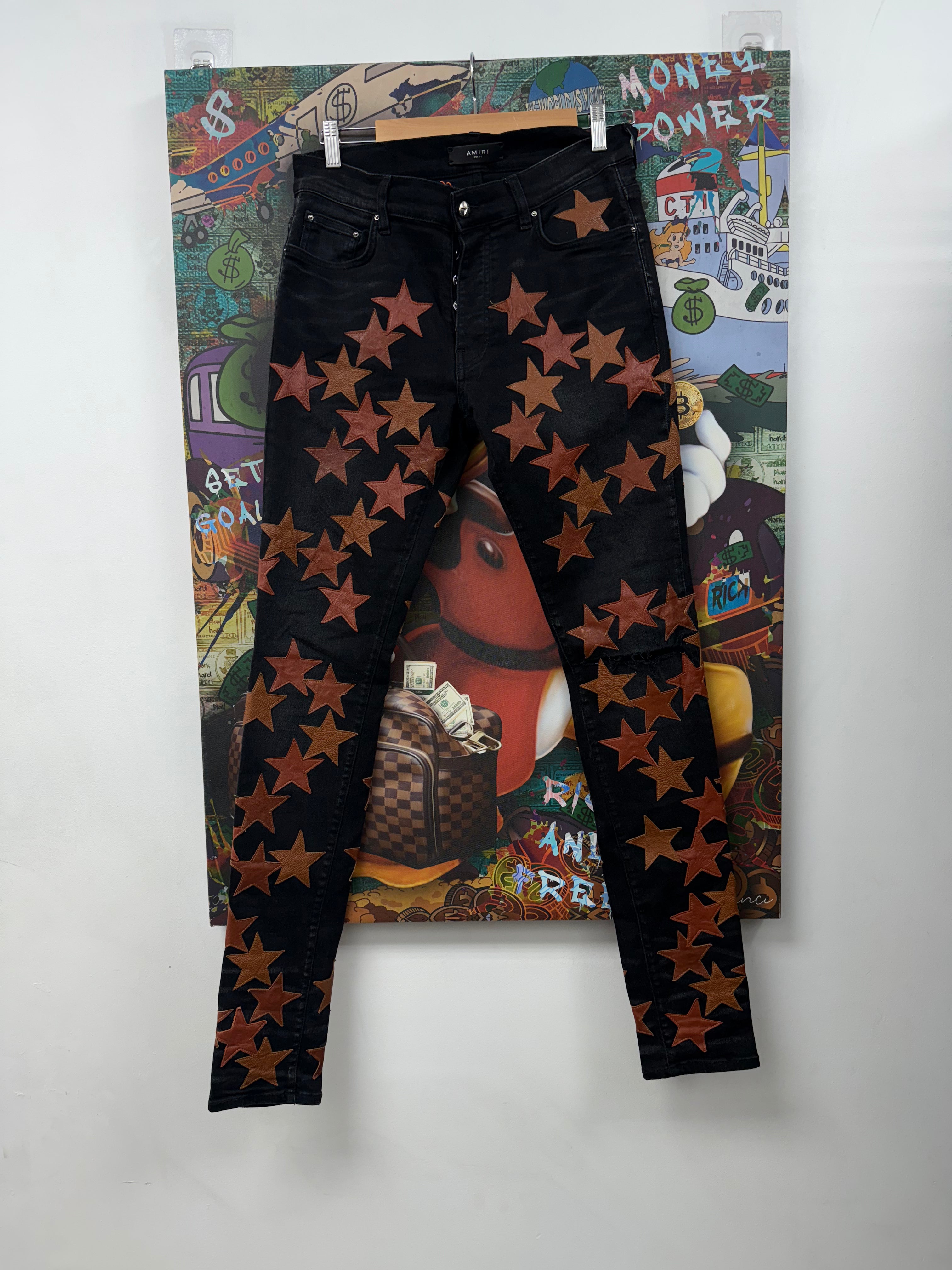 Amiri Black Wash Brown Chemist Stars Jeans
