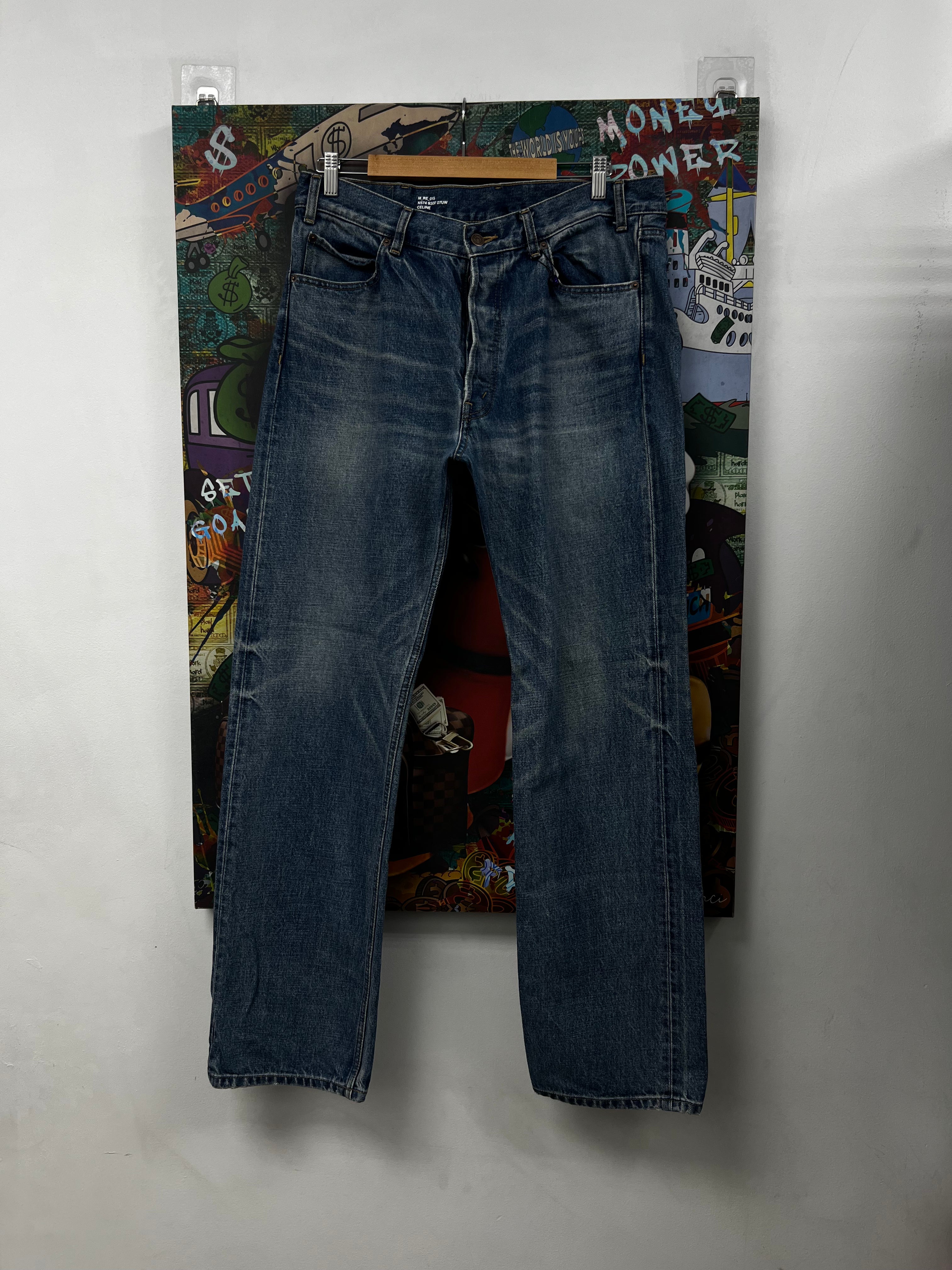 Celine Light Wash N574 Straight Wide Leg Jeans
