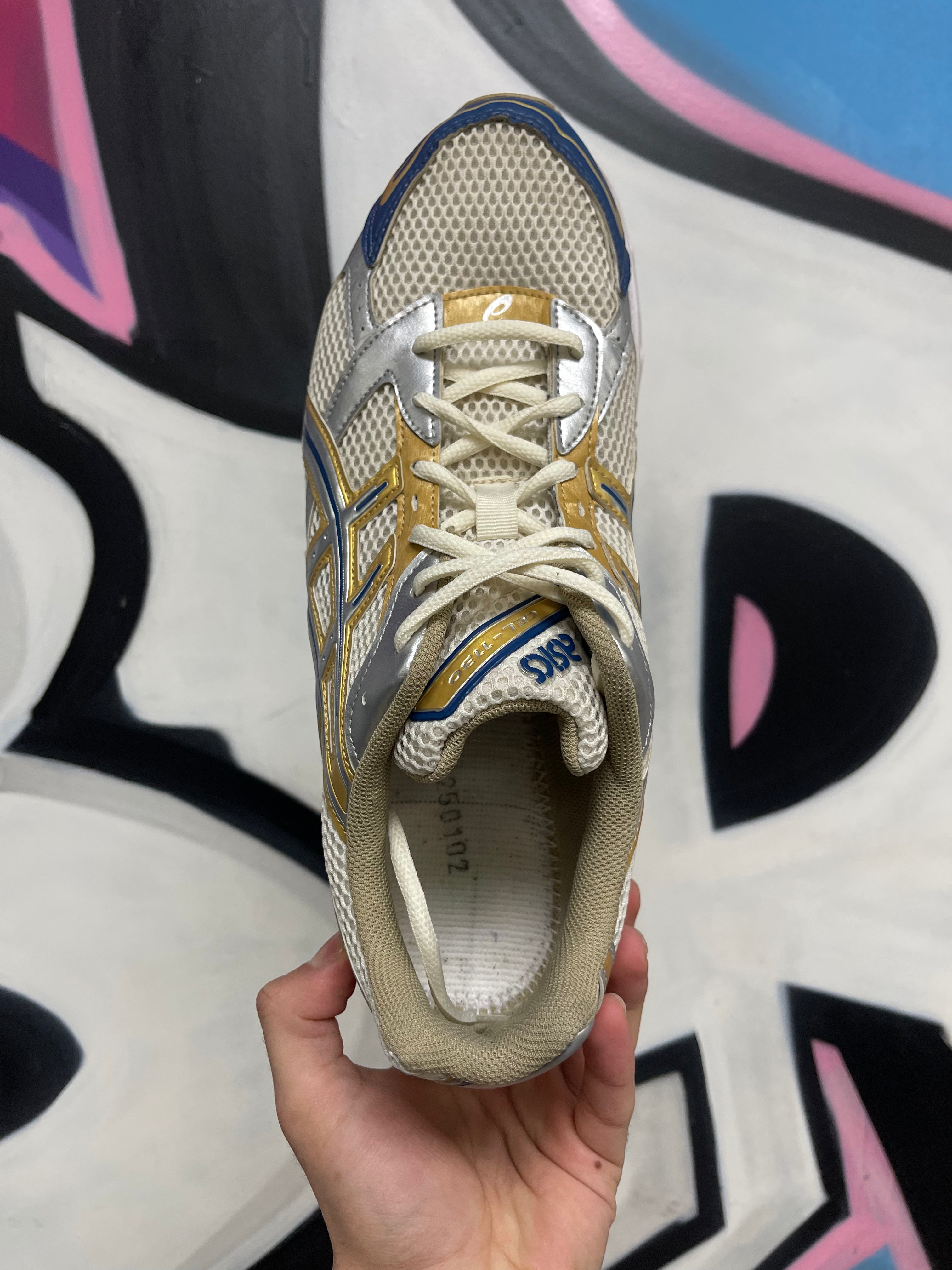 ASICS Gel 1130 Cream Pure Silver Gold Blue Sneakers