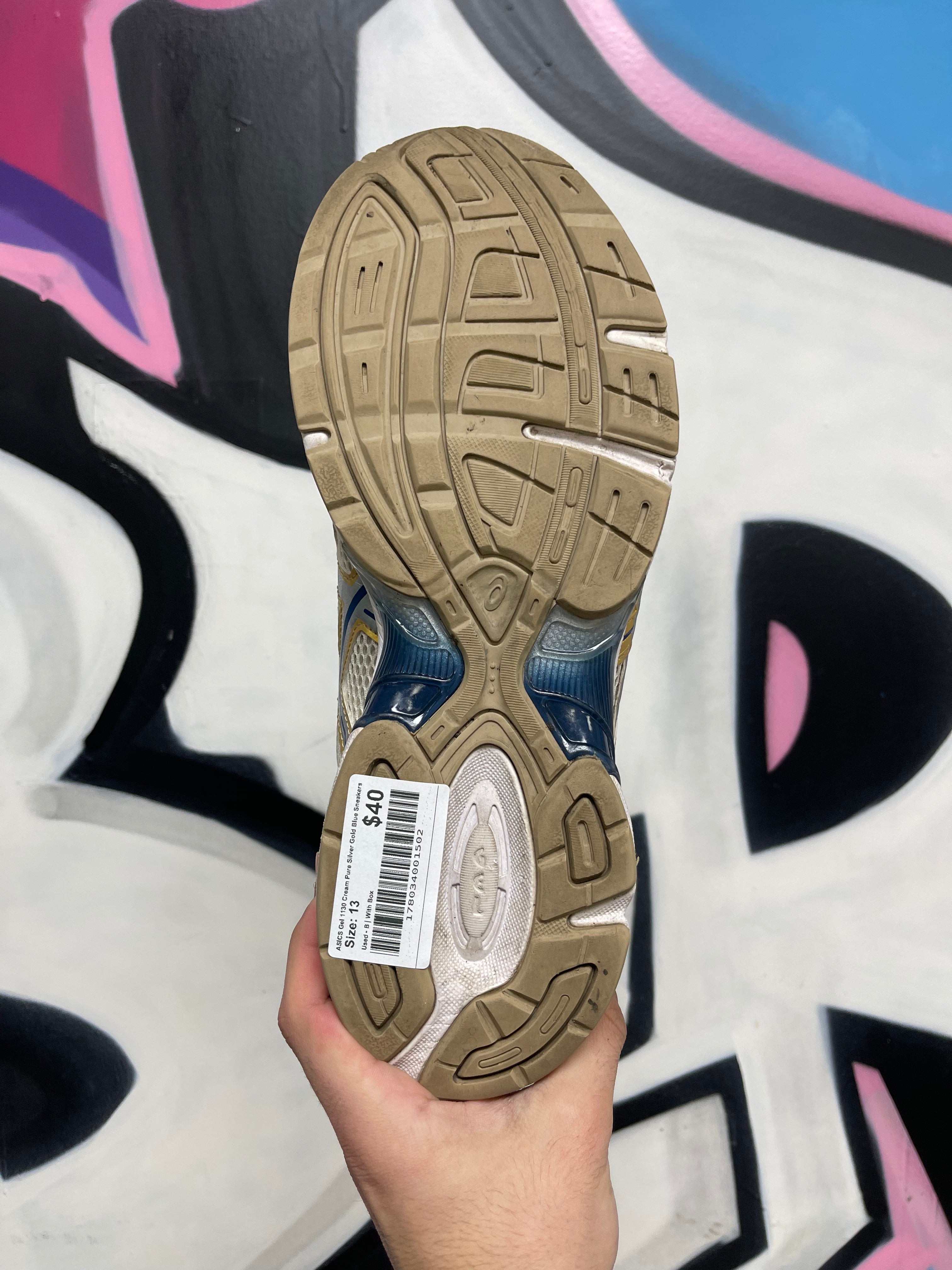 ASICS Gel 1130 Cream Pure Silver Gold Blue Sneakers