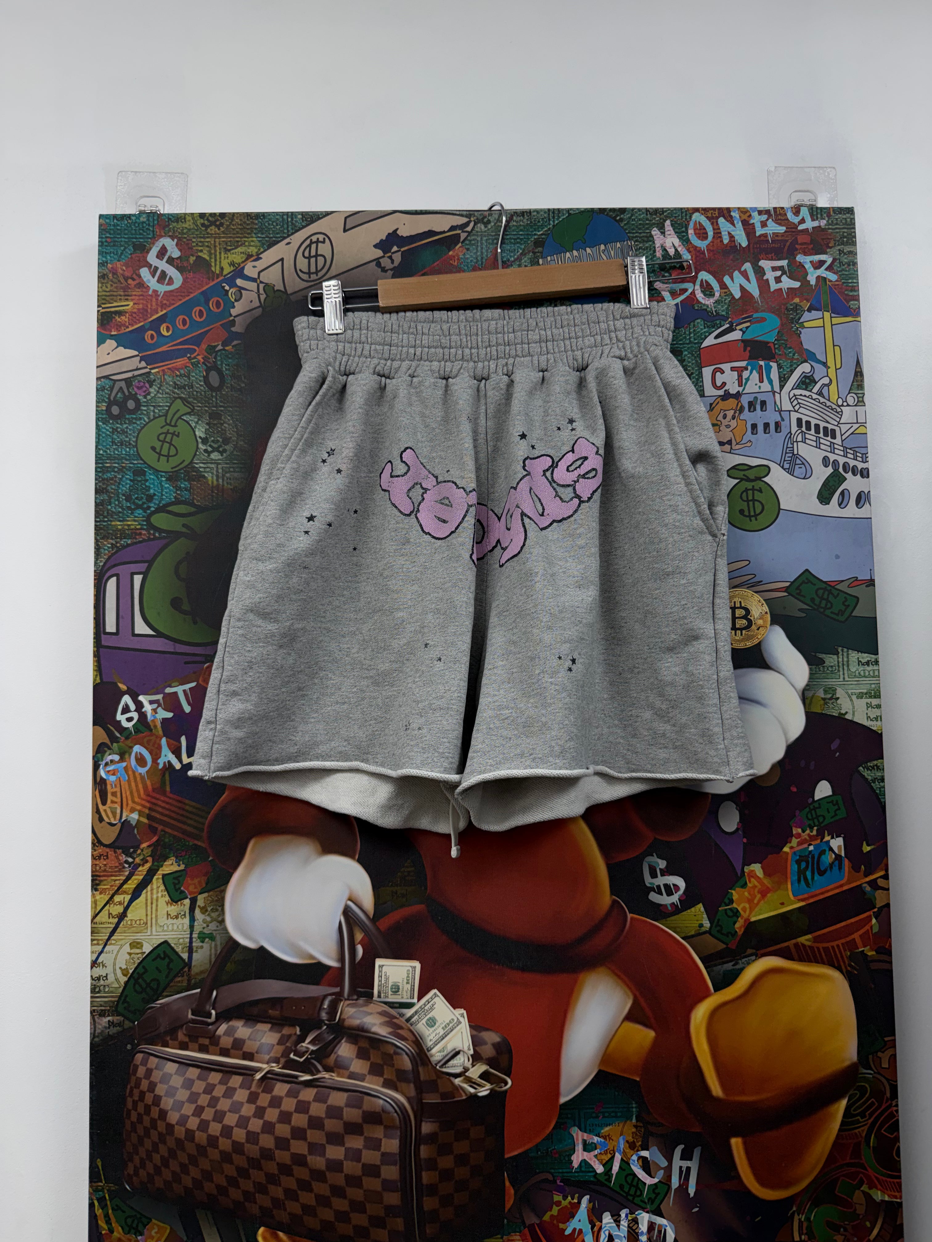 Sp5der Grey Pink Shorts