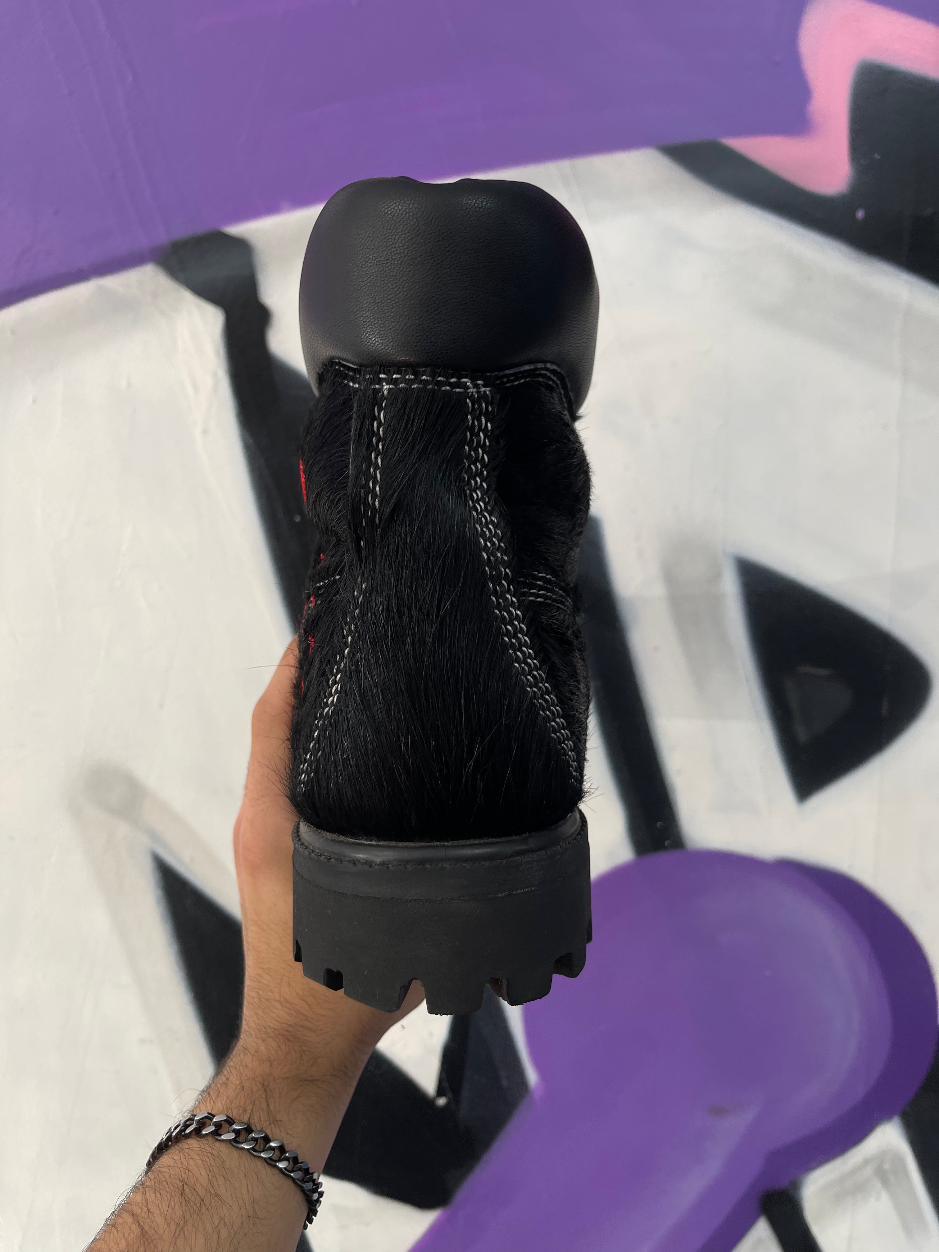 Sicko Black Red Ponyhair Boots