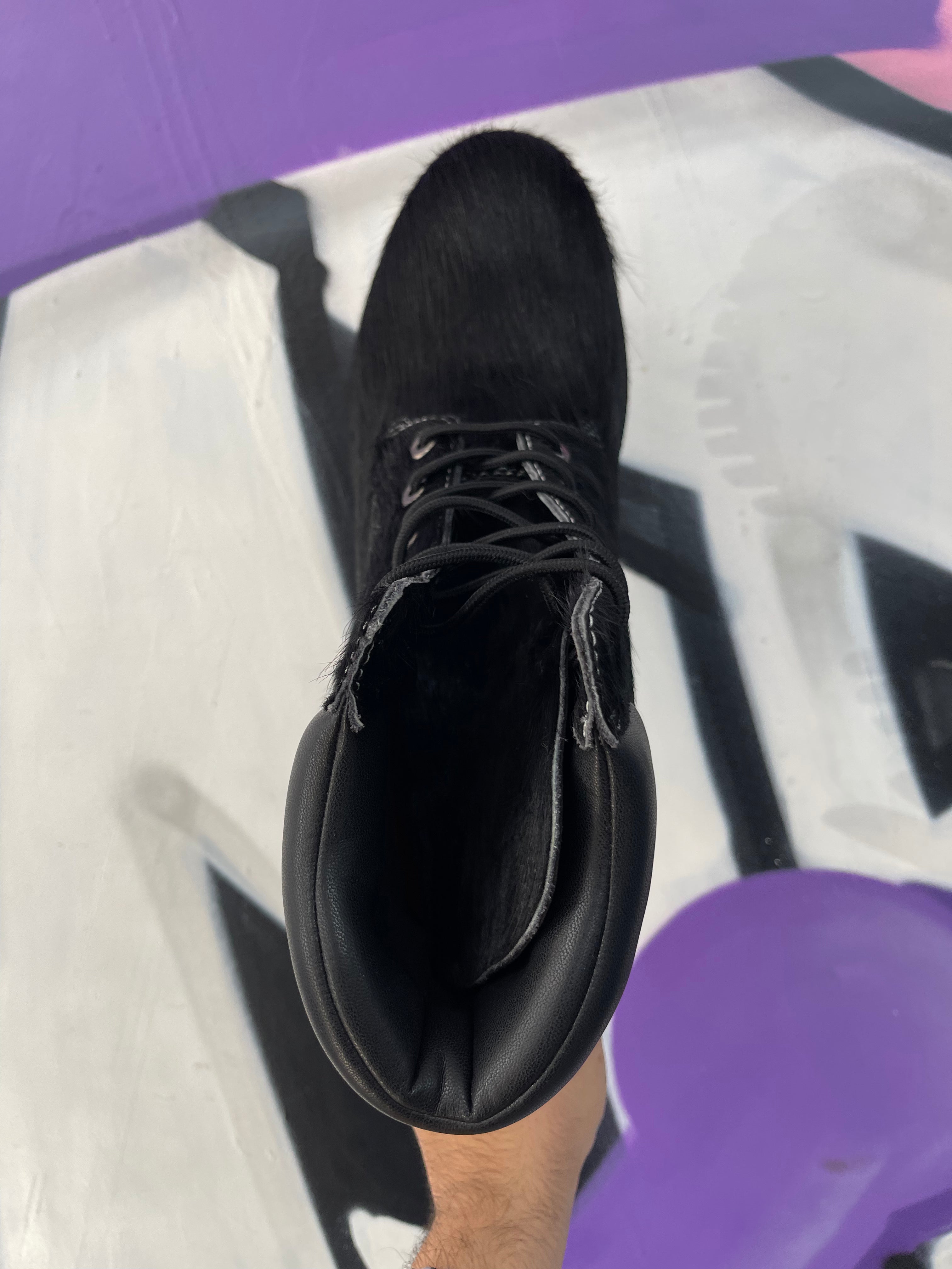 Sicko Black Red Ponyhair Boots