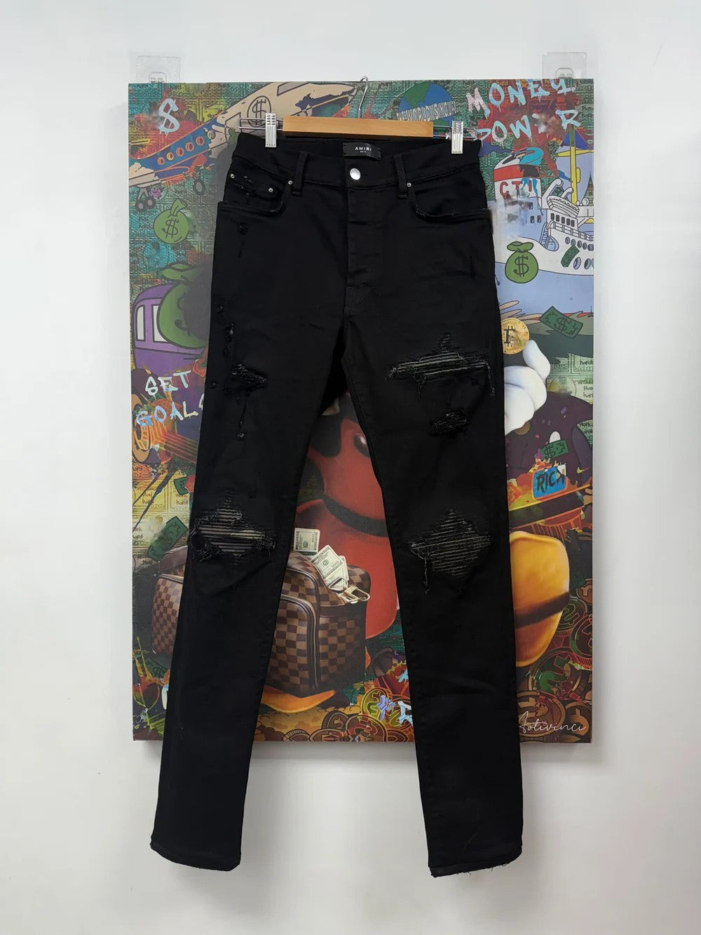 Amiri "MX1" Camo Patch Black Wash Jeans