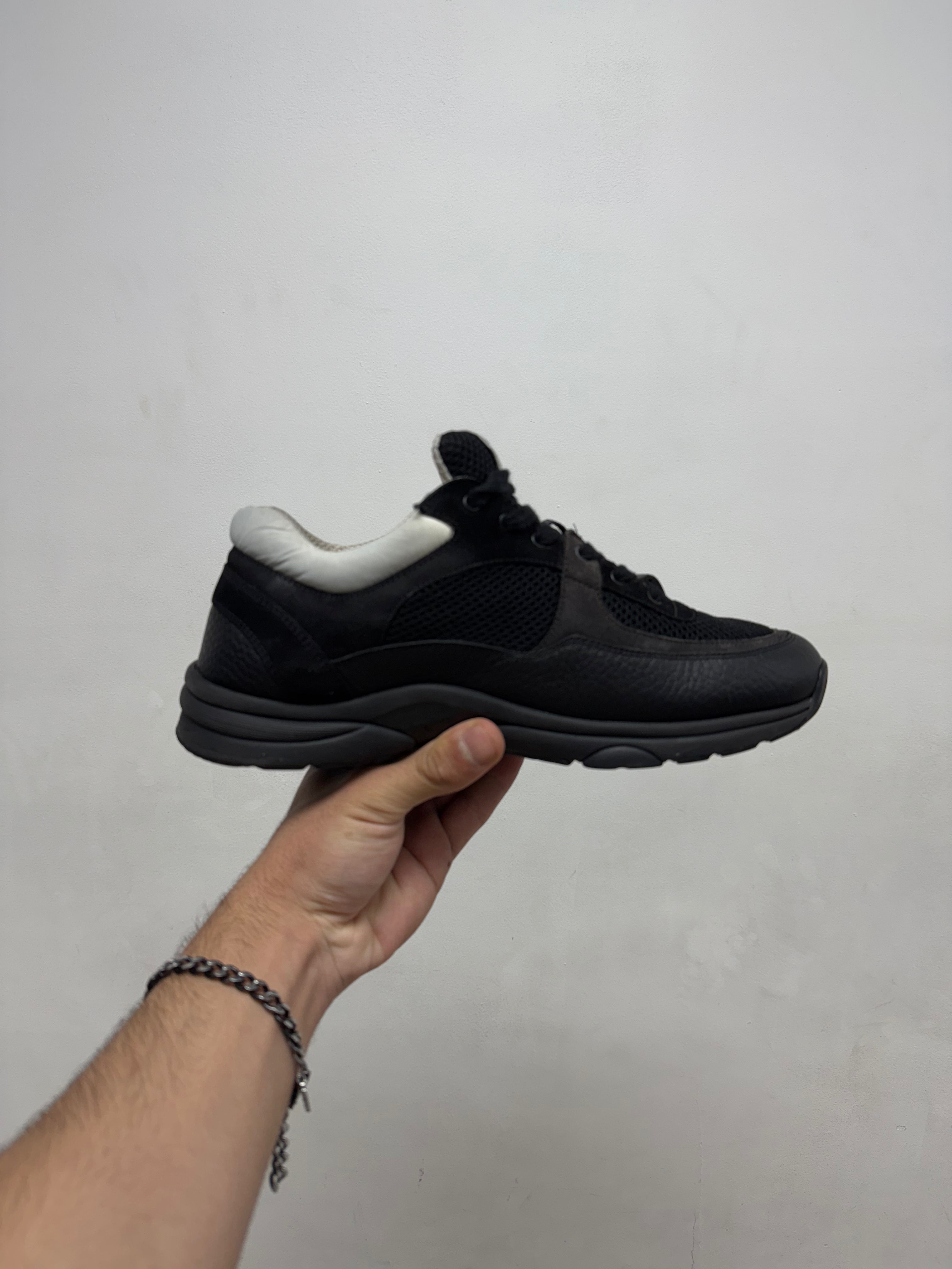 Chanel Black White CC Logo Runner Sneakers