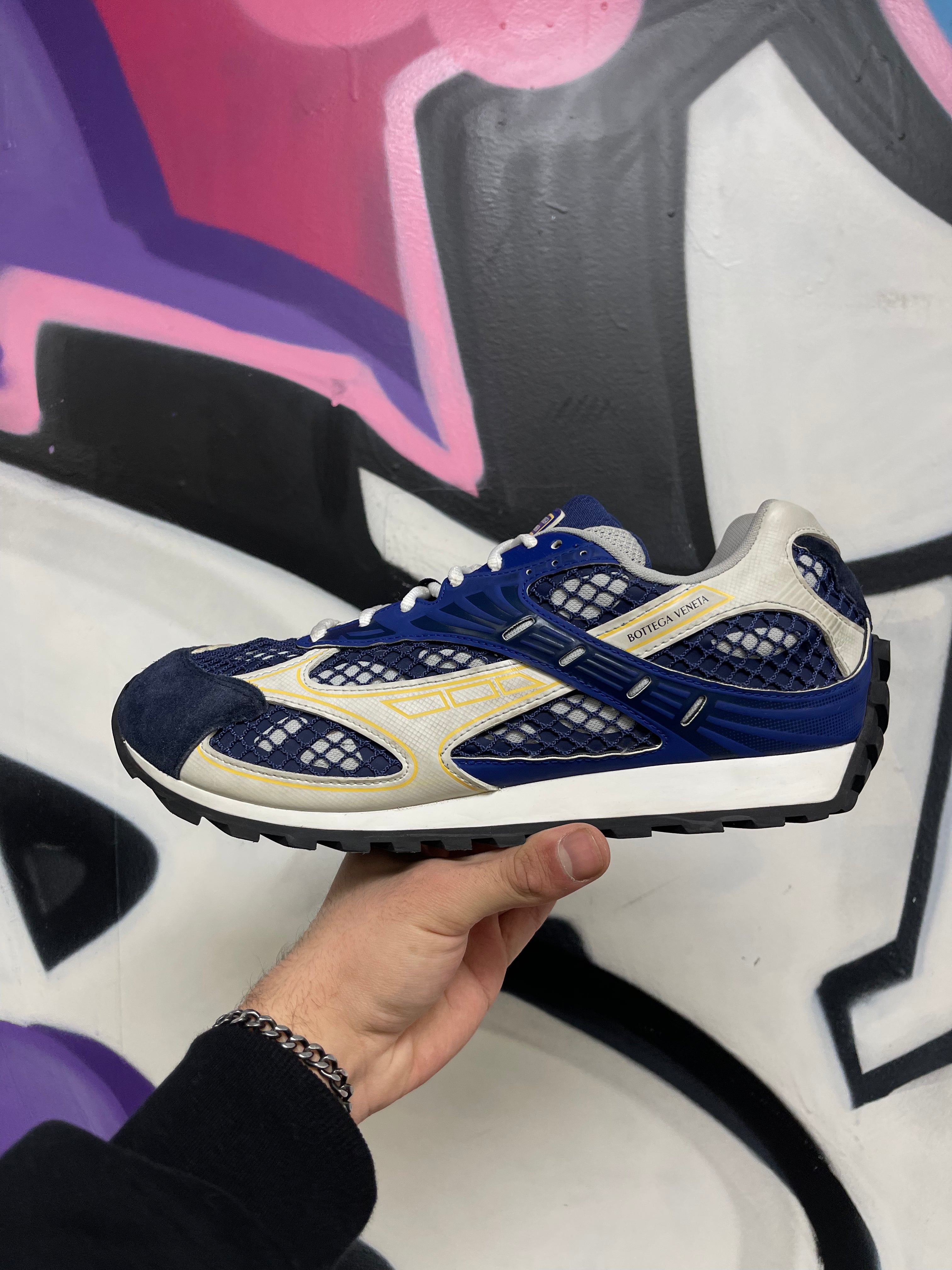 Bottega Veneta Navy Yellow Orbit Sneakers