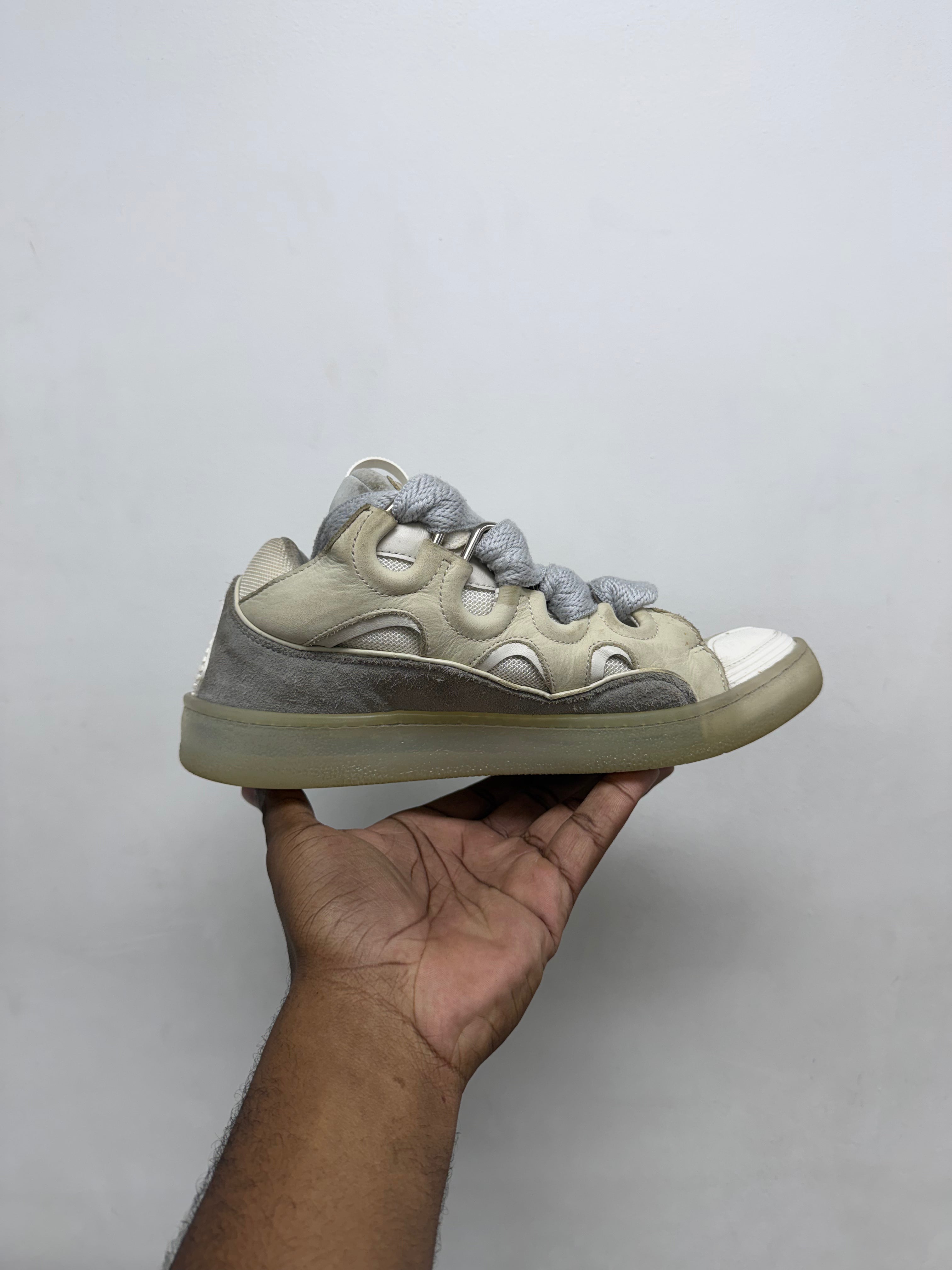 Lanvin White Grey Curb Sneakers