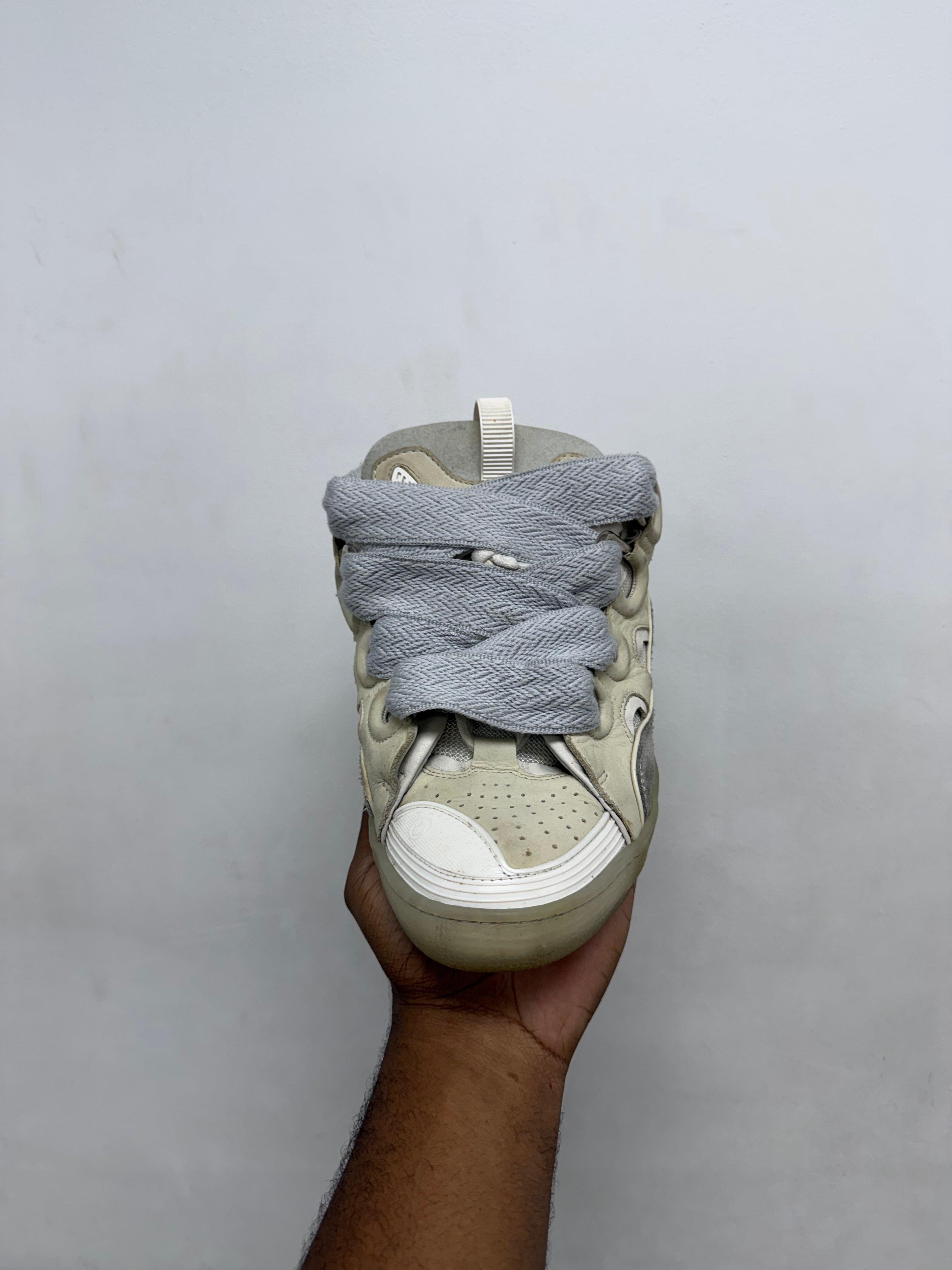 Lanvin White Grey Curb Sneakers