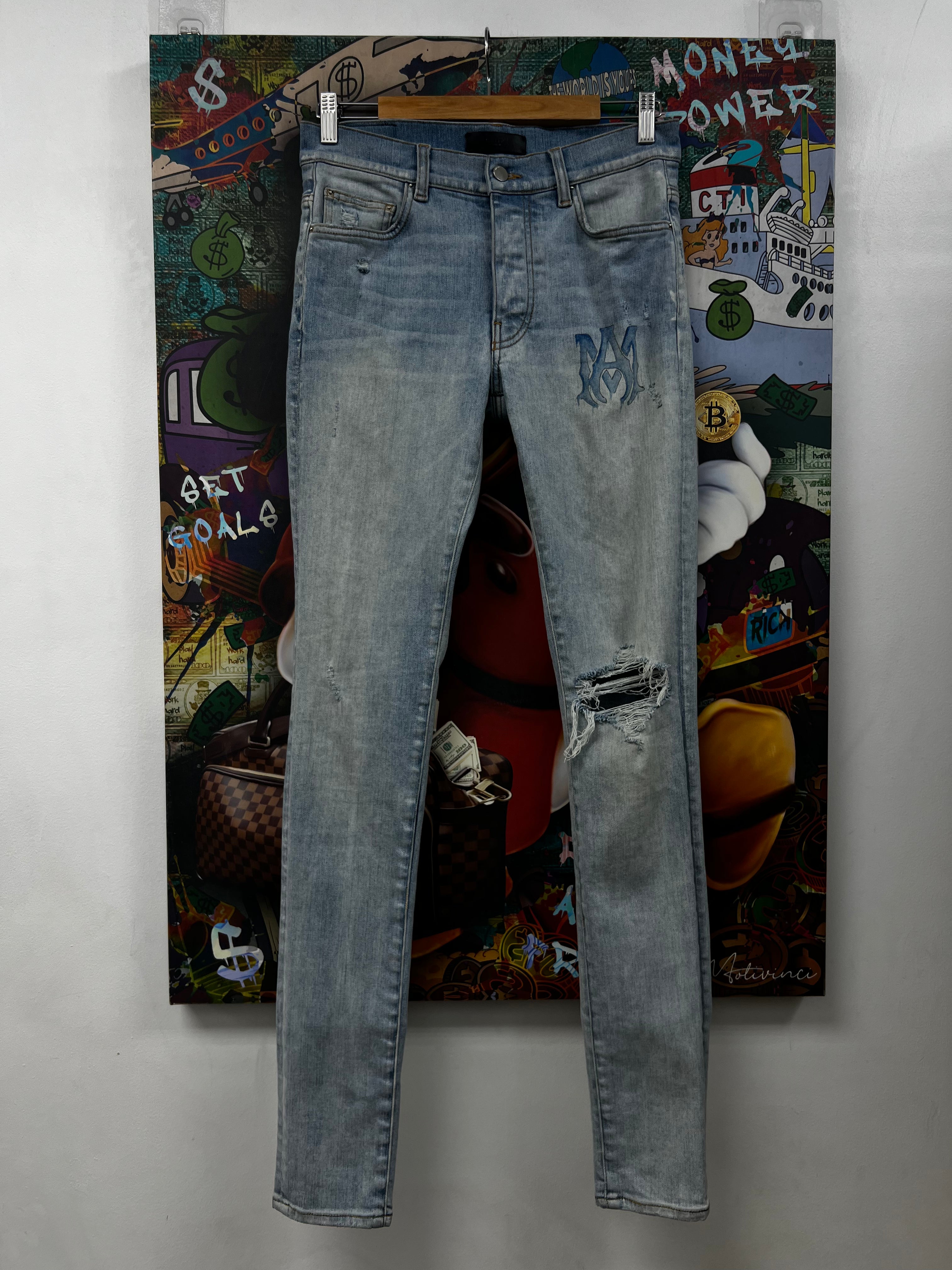 Amiri Light Wash MA Stencil Jeans
