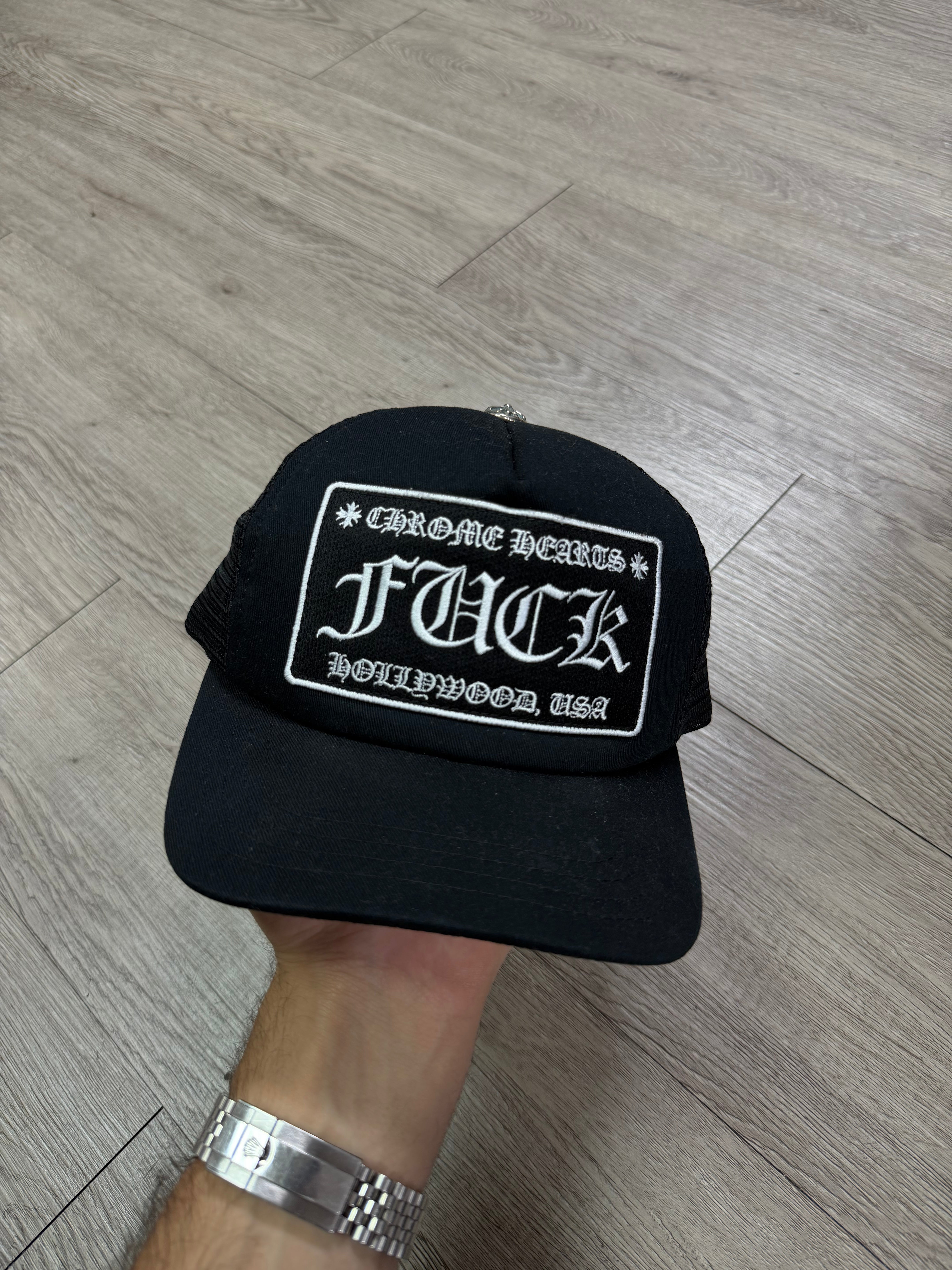 Chrome Hearts Black FUCK Trucker Hat