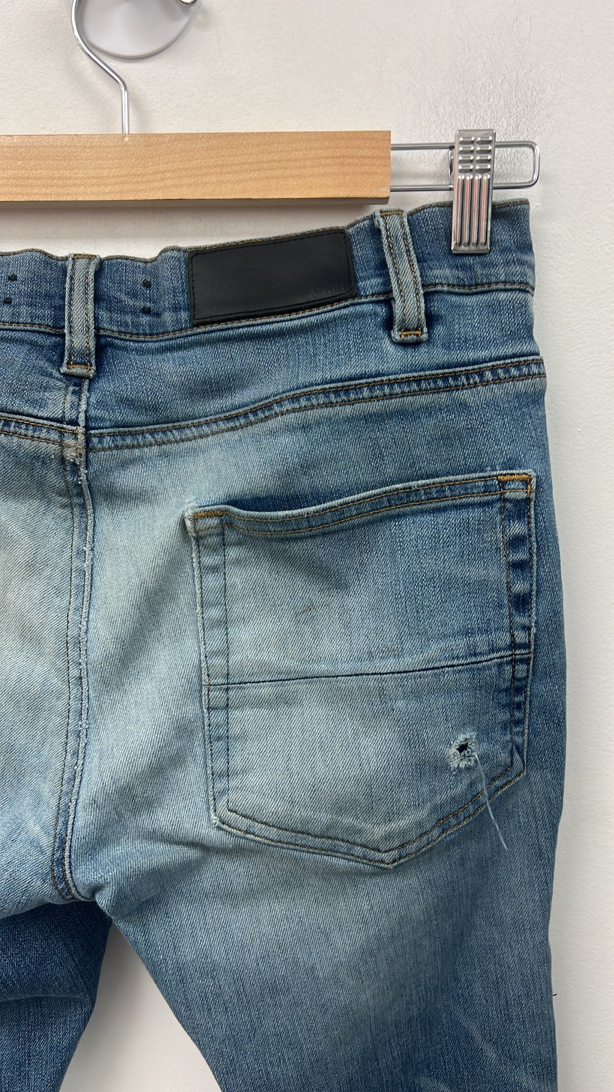 Amiri MX1 Light Wash Black Patch (Repaired Crotch) Jeans